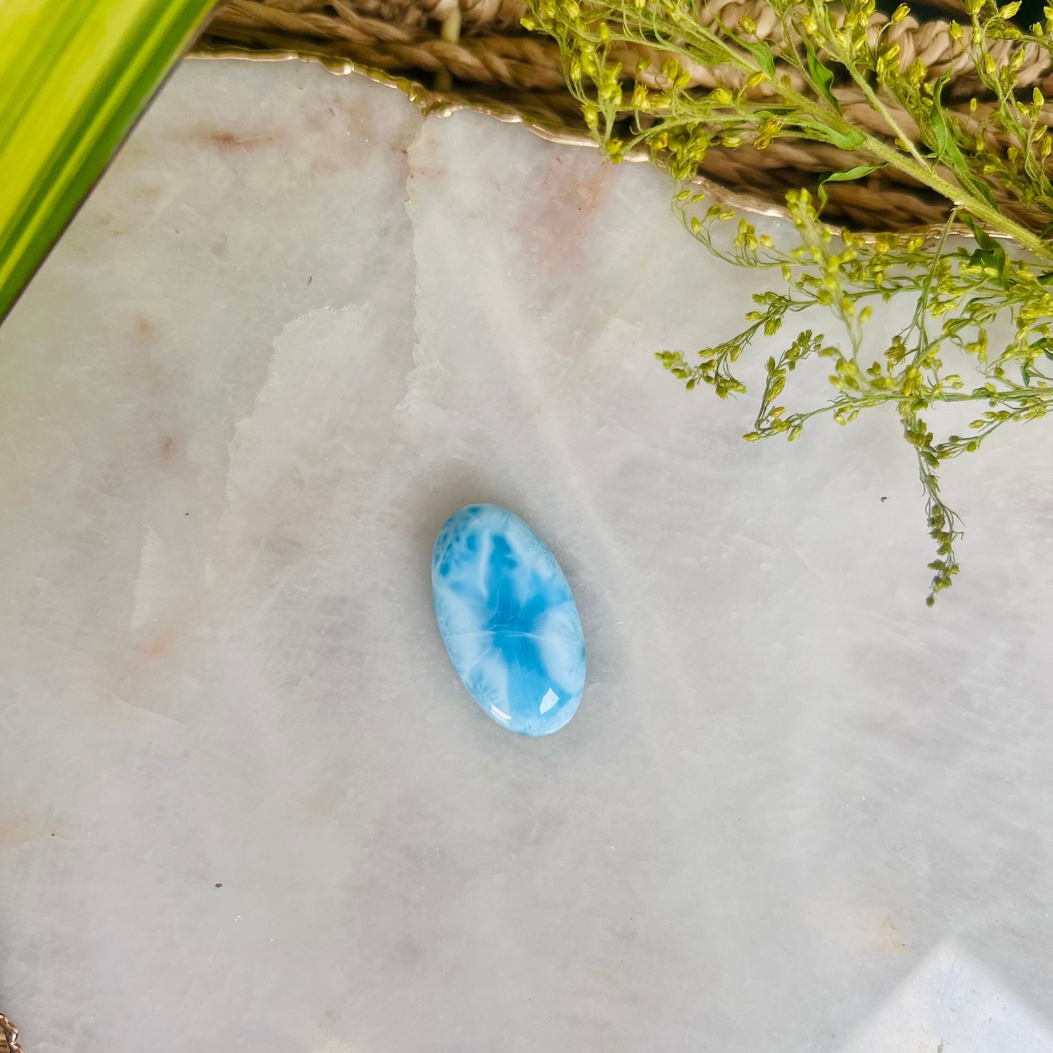 Grade AAA Natural Larimar Oval Cabochon, Energy Healing Crystal, Good Luck 9g