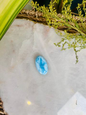 Grade AAA Natural Larimar Oval Cabochon, Energy Healing Crystal, Good Luck 9g