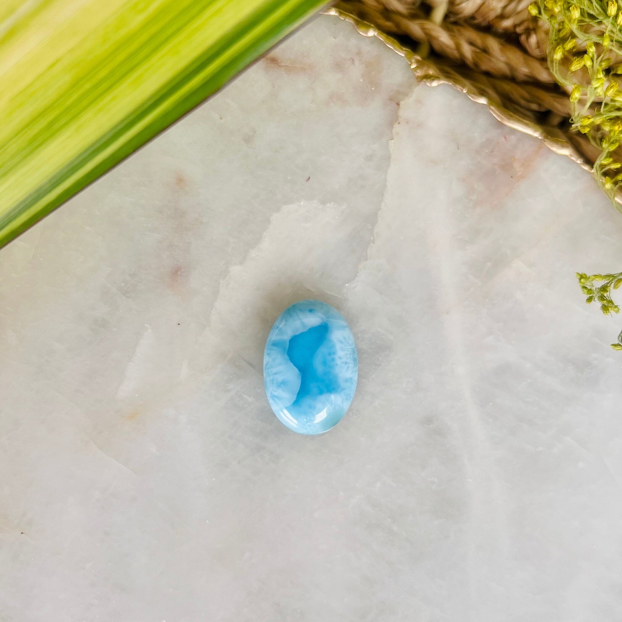 Grade AAA Natural Larimar Oval Cabochon, Energy Healing Crystal, Good Luck 7g