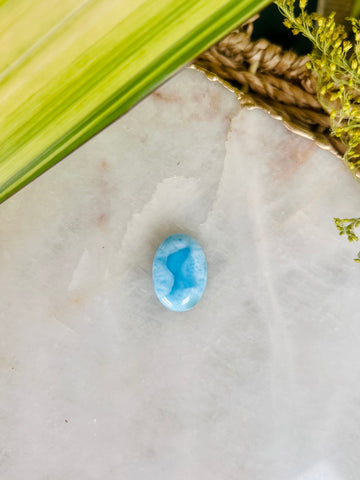 Grade AAA Natural Larimar Oval Cabochon, Energy Healing Crystal, Good Luck 7g