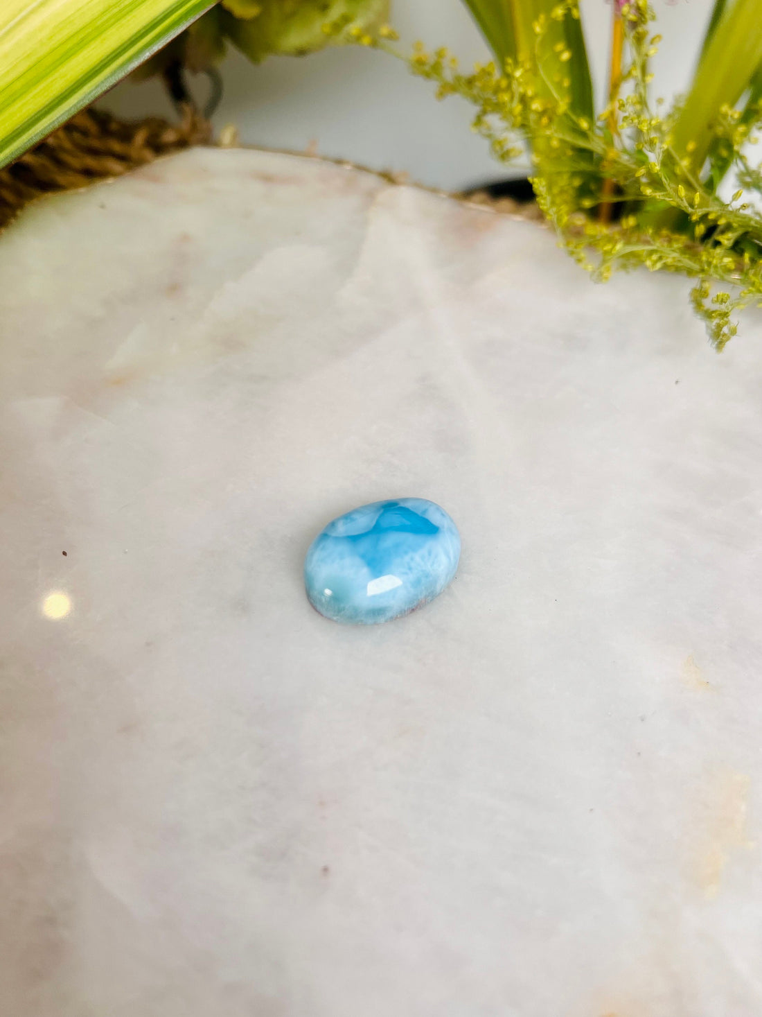 Grade AAA Natural Larimar Oval Cabochon, Energy Healing Crystal, Good Luck 7g
