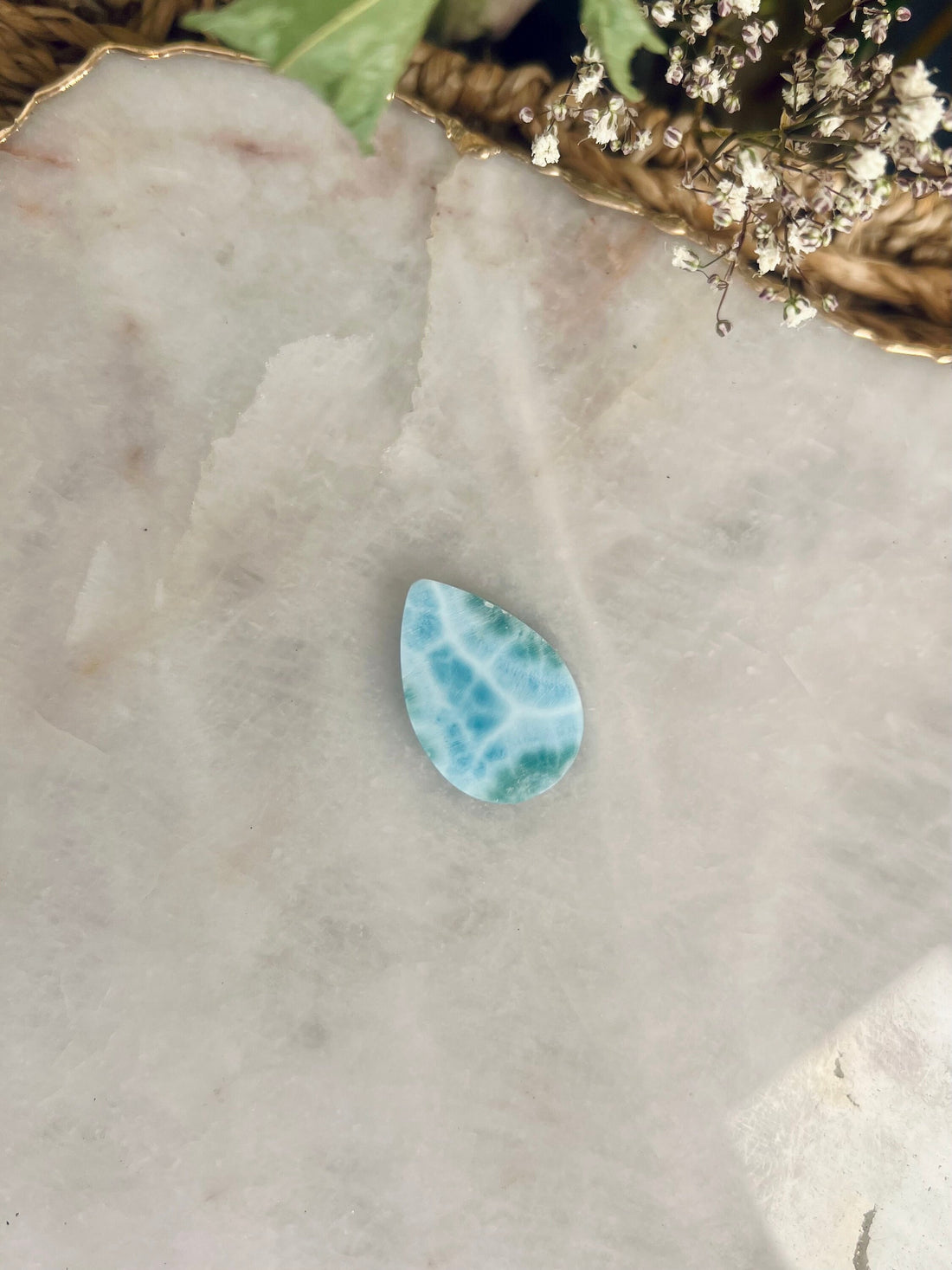 Grade AAA 100% Natural Larimar Teardrop Cabochon from Dominican Republic 7g - LT15
