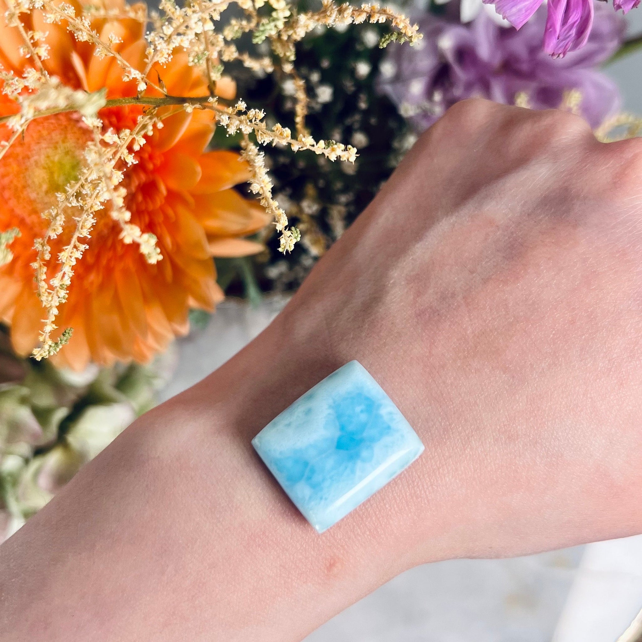 Grade AA 100% Natural Larimar Cabochon from Dominican Republic, Communicate with Confidence, Good Luck Crystal 9g