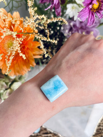 Grade AA 100% Natural Larimar Cabochon from Dominican Republic, Communicate with Confidence, Good Luck Crystal 9g