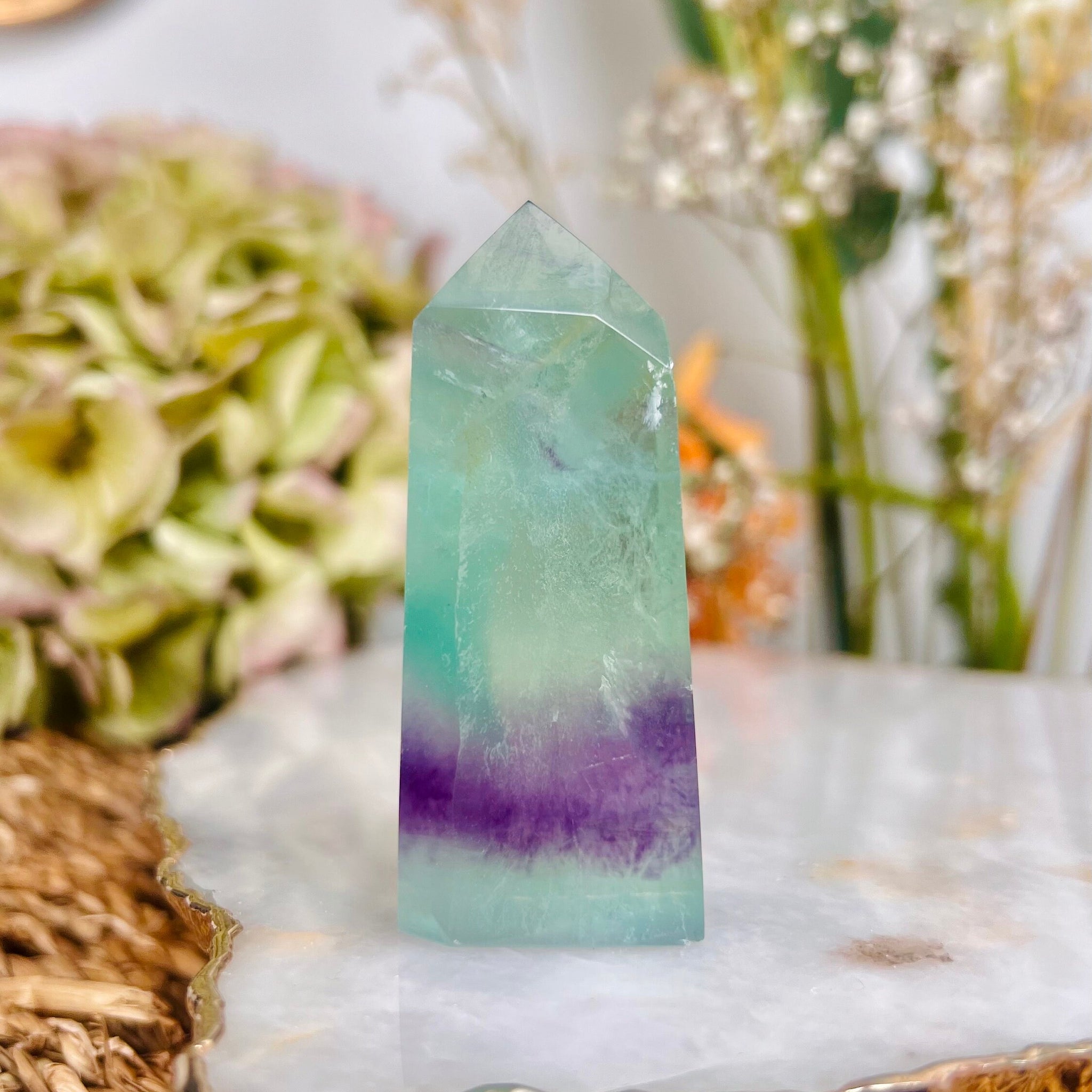 Grade AAA Rainbow Fluorite Tower, Crystal Point, with Rainbow 103g - EF06