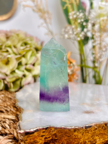 Grade AAA Rainbow Fluorite Tower, Crystal Point, with Rainbow 103g - EF06