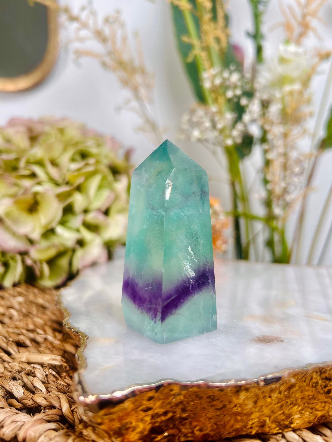 Grade AAA Rainbow Fluorite Tower, Crystal Point, with Rainbow 103g - EF06