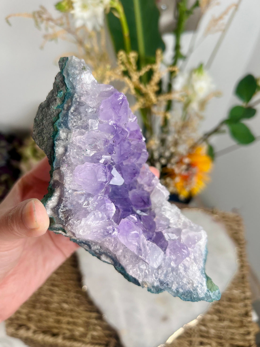 Natural Amethyst Cluster from Brazil 423g, Crystal Healing Home Decor AC18