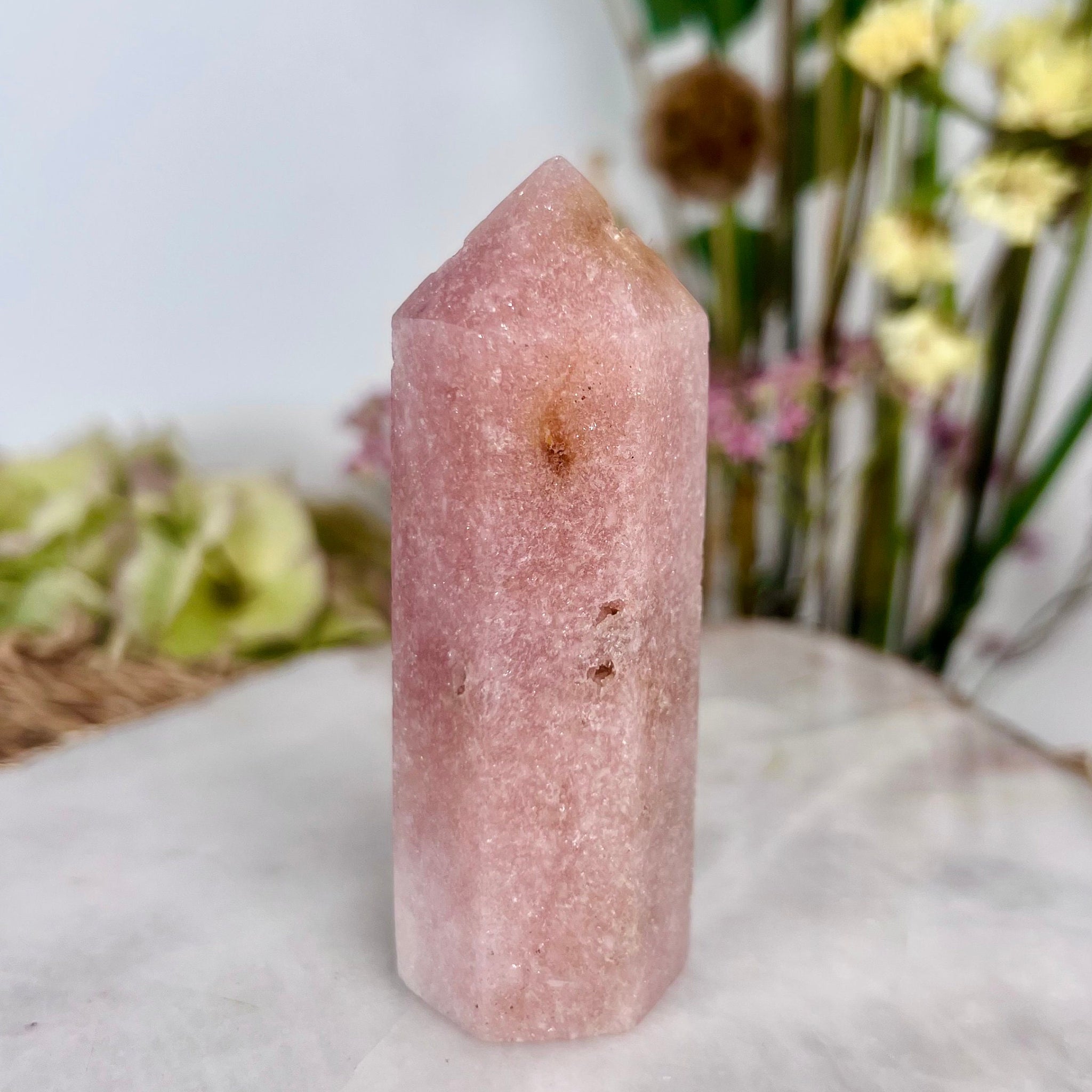 Grade AAA  Pink Amethyst Tower, Full body sparkles, Heart Chakra Healing,Unconditional Love Crystal 98g PAT03