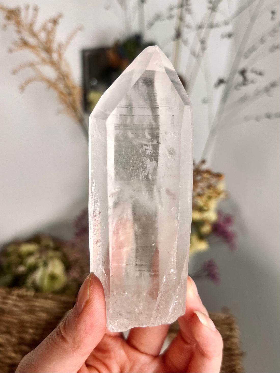 Grade AAA+ Natural Lemurian Quartz with Rainbow 198g, Self Healed, Starseed Quartz Wand, Super Extra Quality SL19