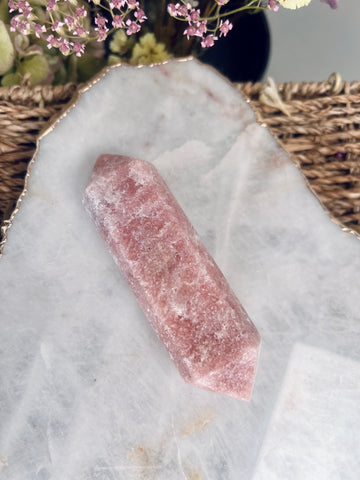 Grade AAA Super Sparkly Pink Amethyst DT, Heart Healing Crystal Wand, Double Terminated 188g PADT-02
