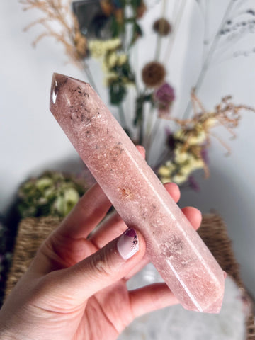 Grade AAA Argentinian Pink Amethyst Double-Terminated Point, Heart Healing Crystal Wand 180g, PADT-01