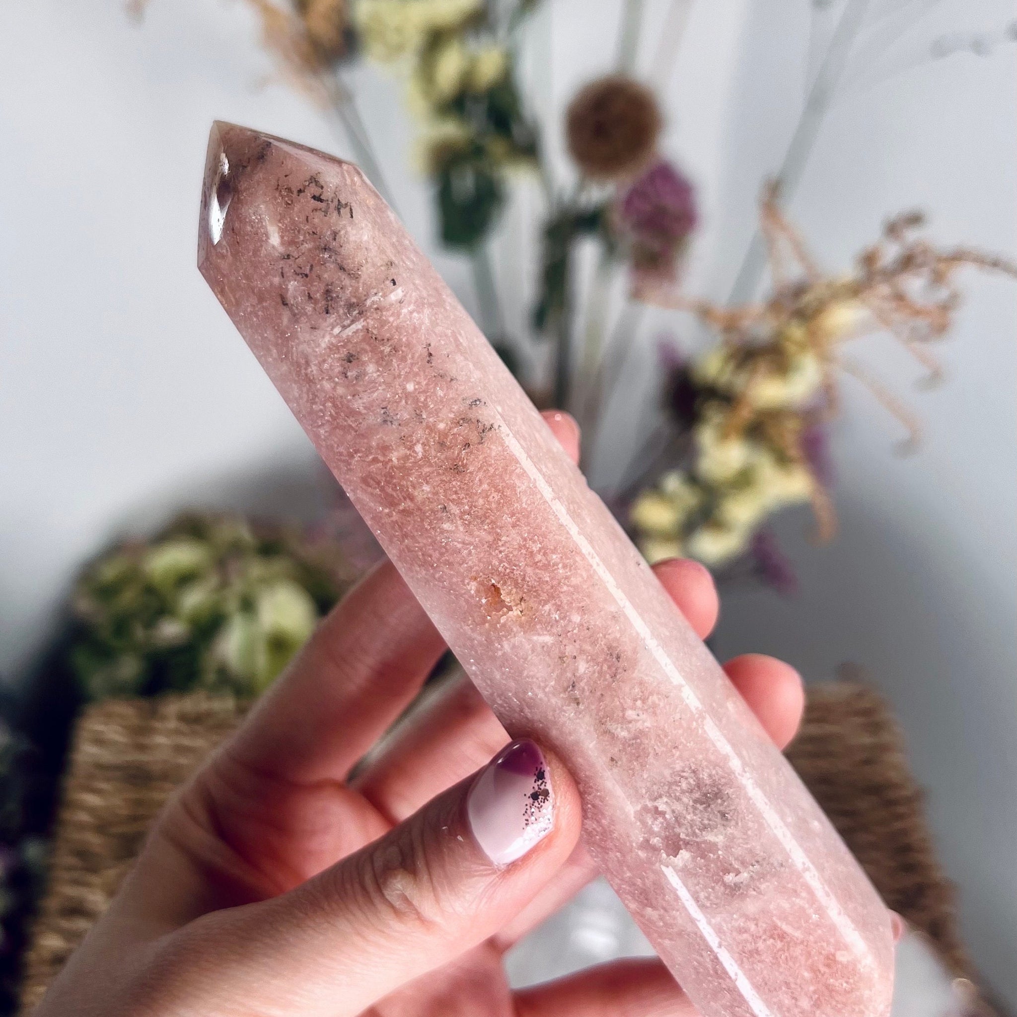 Grade AAA Argentinian Pink Amethyst Double-Terminated Point, Heart Healing Crystal Wand 180g, PADT-01