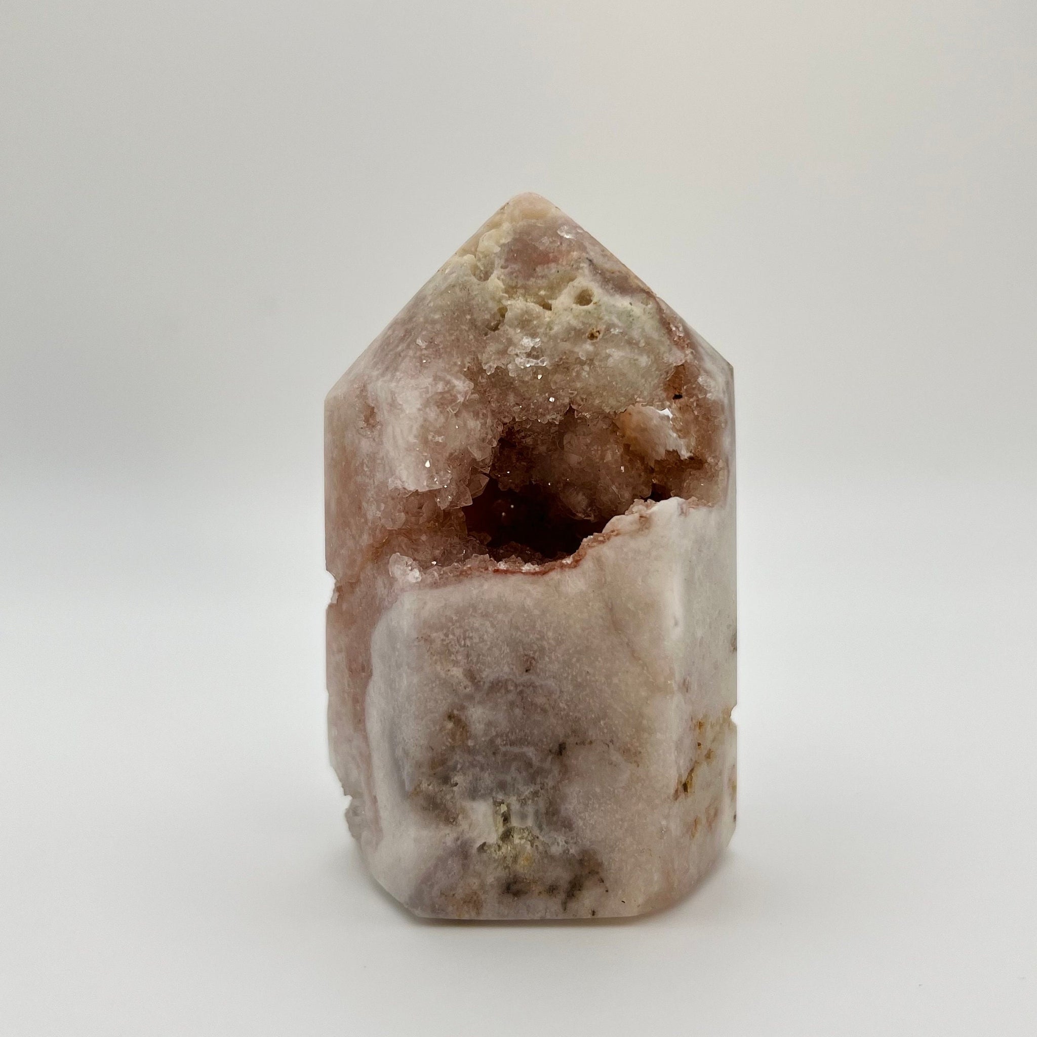 Grade AAA Pink Amethyst Tower with Druzy Geode - Soothing Energy & Divine Femininity 160g PET03