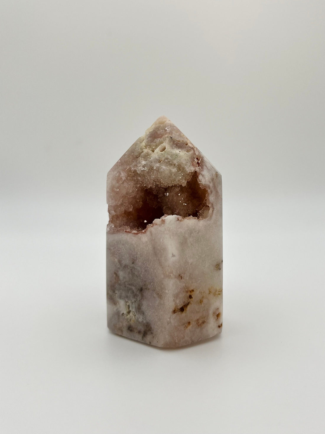 Grade AAA Pink Amethyst Tower with Druzy Geode - Soothing Energy & Divine Femininity 160g PET03