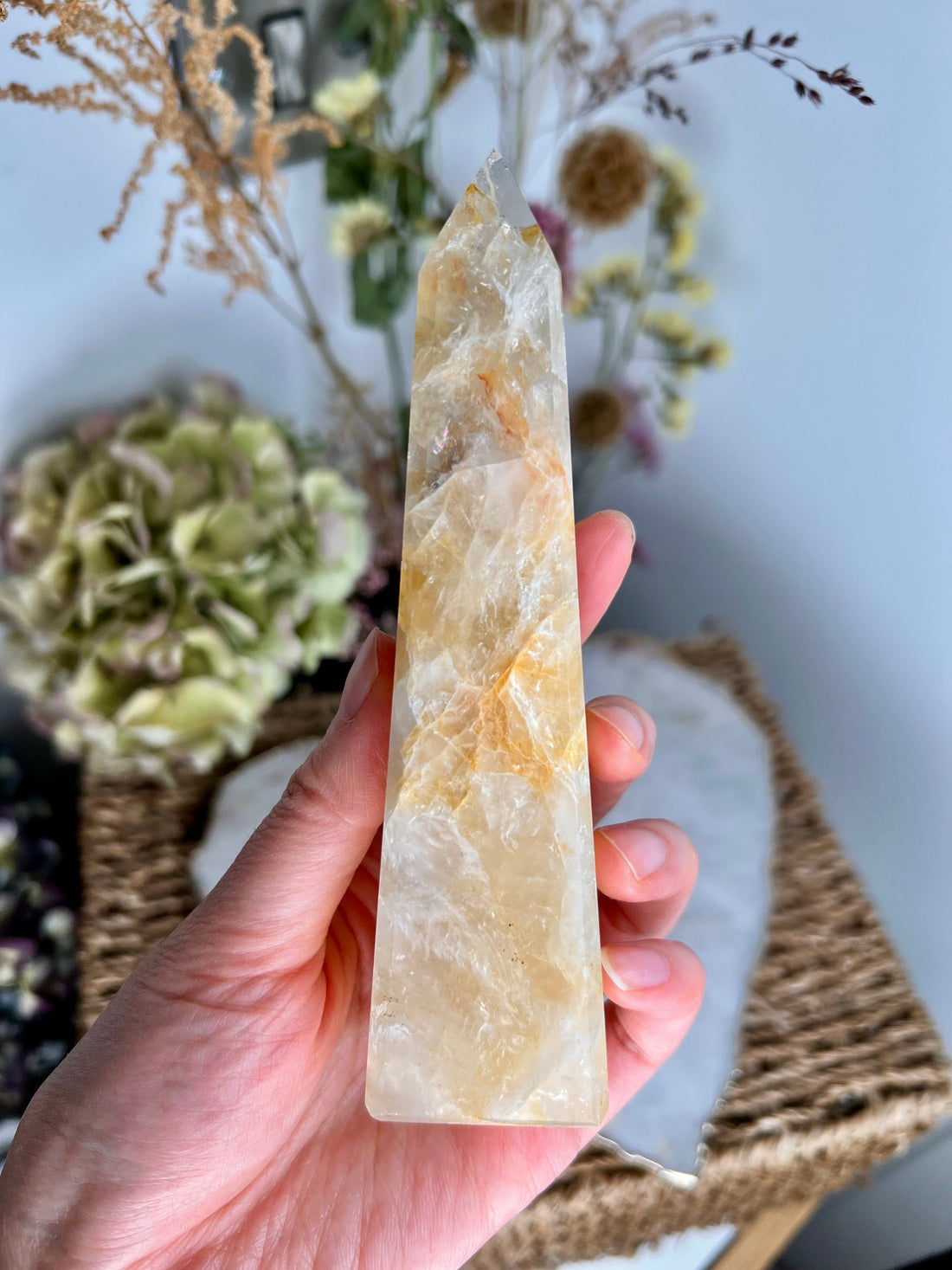 Natural Golden Healer Obelisk,Balance All Chakras, Source Energy Crystal Tower 270g GHO15 Discounted for minor imperfection