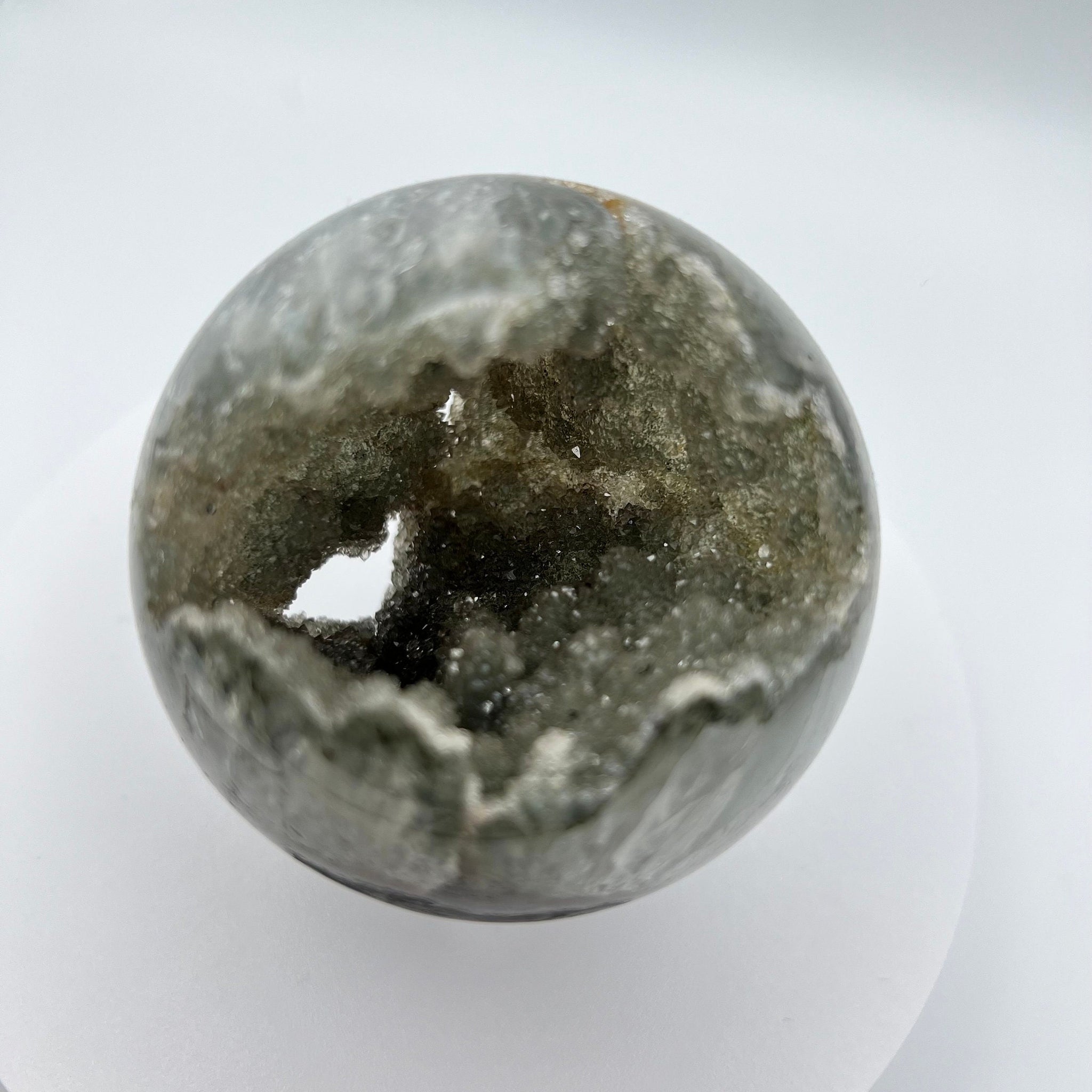 Grade AAA Rainbow Amethyst Druzy Geode Sphere on stand 330g
