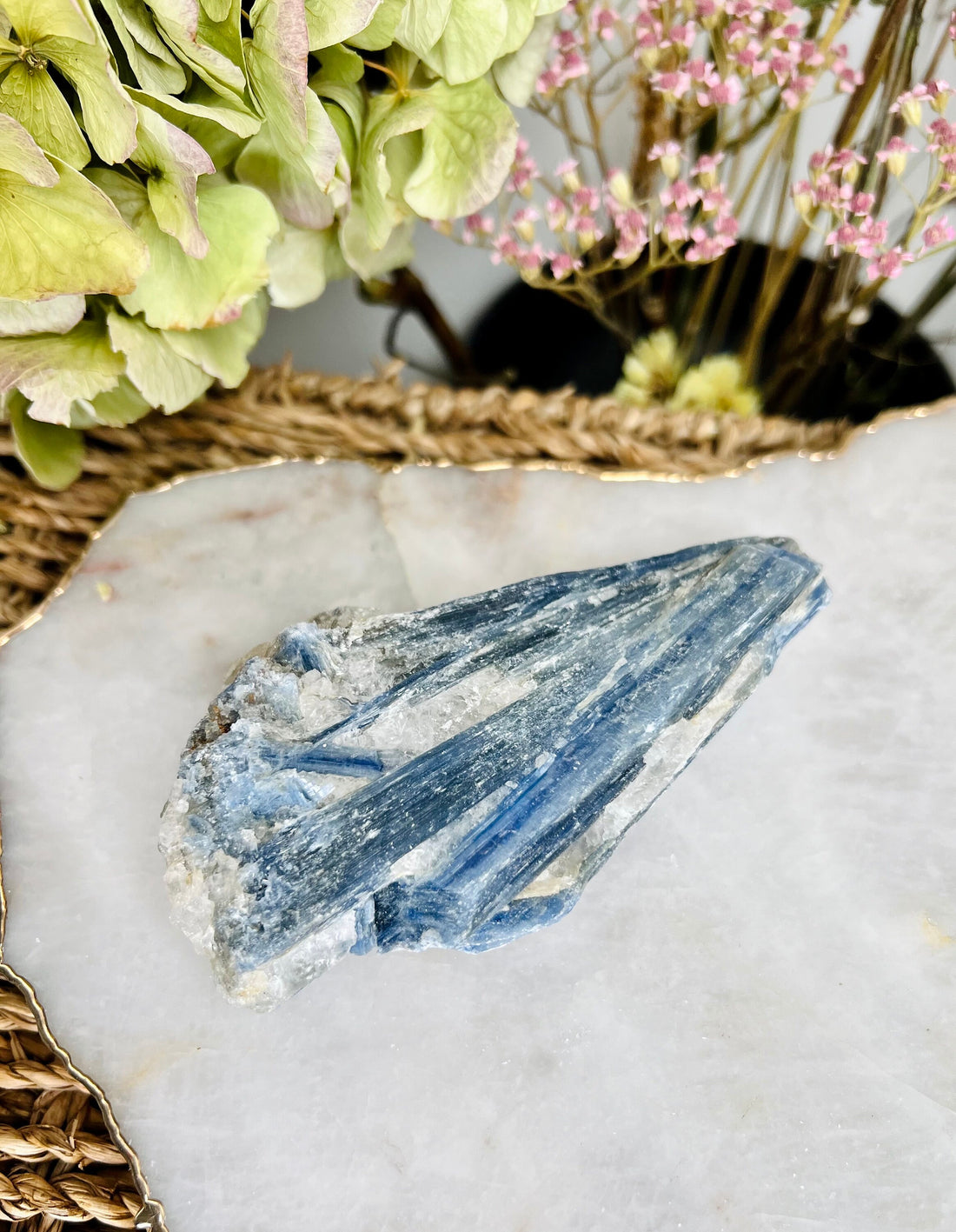 Grade AA Natural Blue Kyanite with Quartz,  Crystal Healing, Energy Protection, Calming BK02 226g