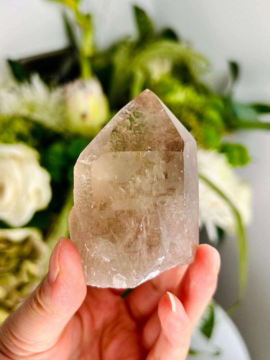 AAA Smoky Quartz Cluster with Etched Channeling Point, Crater Form & Rainbow SC05 147g