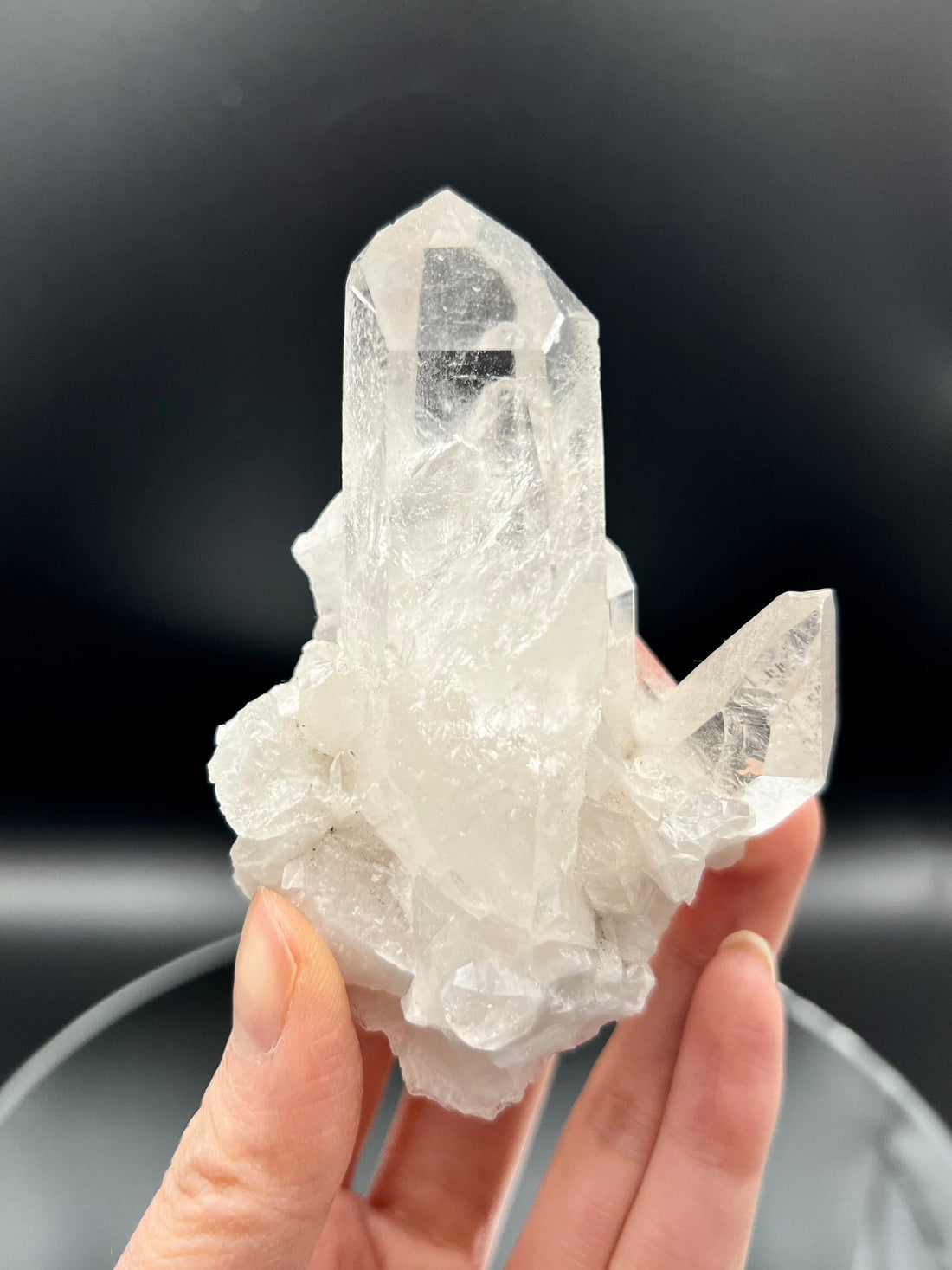 Extra Quality Clear Quartz Cluster with Rainbows, Bridge QuartzPoints & Self-Healed Parts 140g EC06