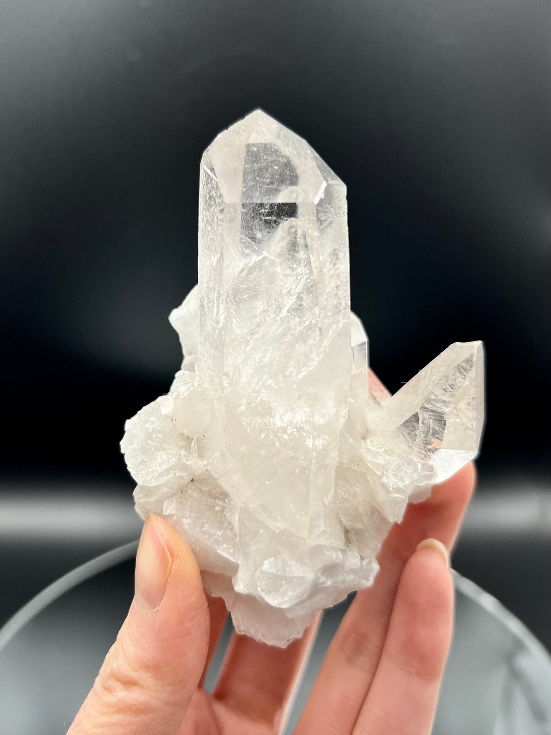 Extra Quality Clear Quartz Cluster with Rainbows, Bridge QuartzPoints & Self-Healed Parts 140g EC06
