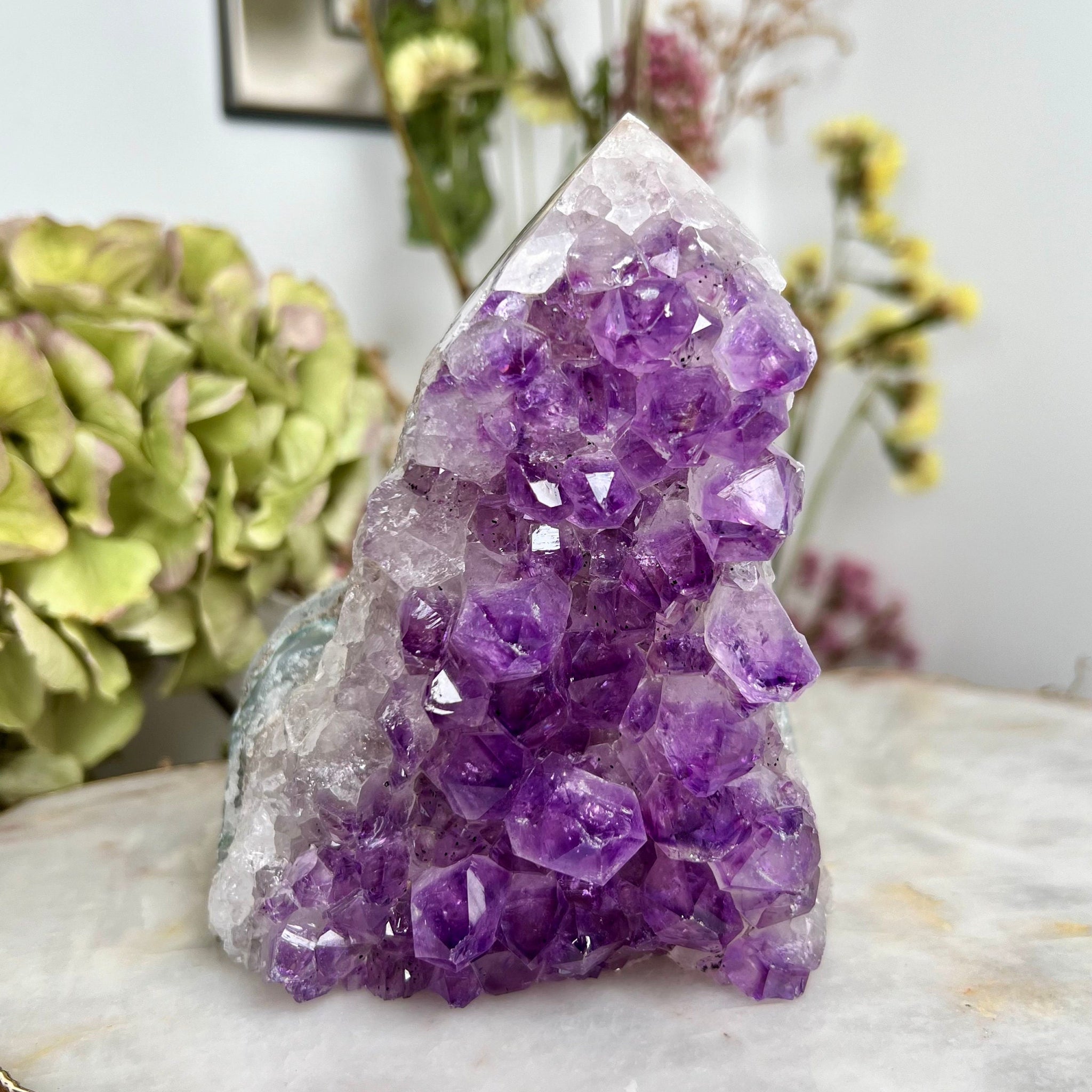 Grade AA Natural Brazilian Amethyst Geode Cutbase Tower, with Agate and Quartz, 764g ACT24