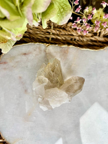 Grade AAA Golden Rutile Quartz with Bridge & Cross Formation - A Stone of High Frequency and Power 60g RQ03