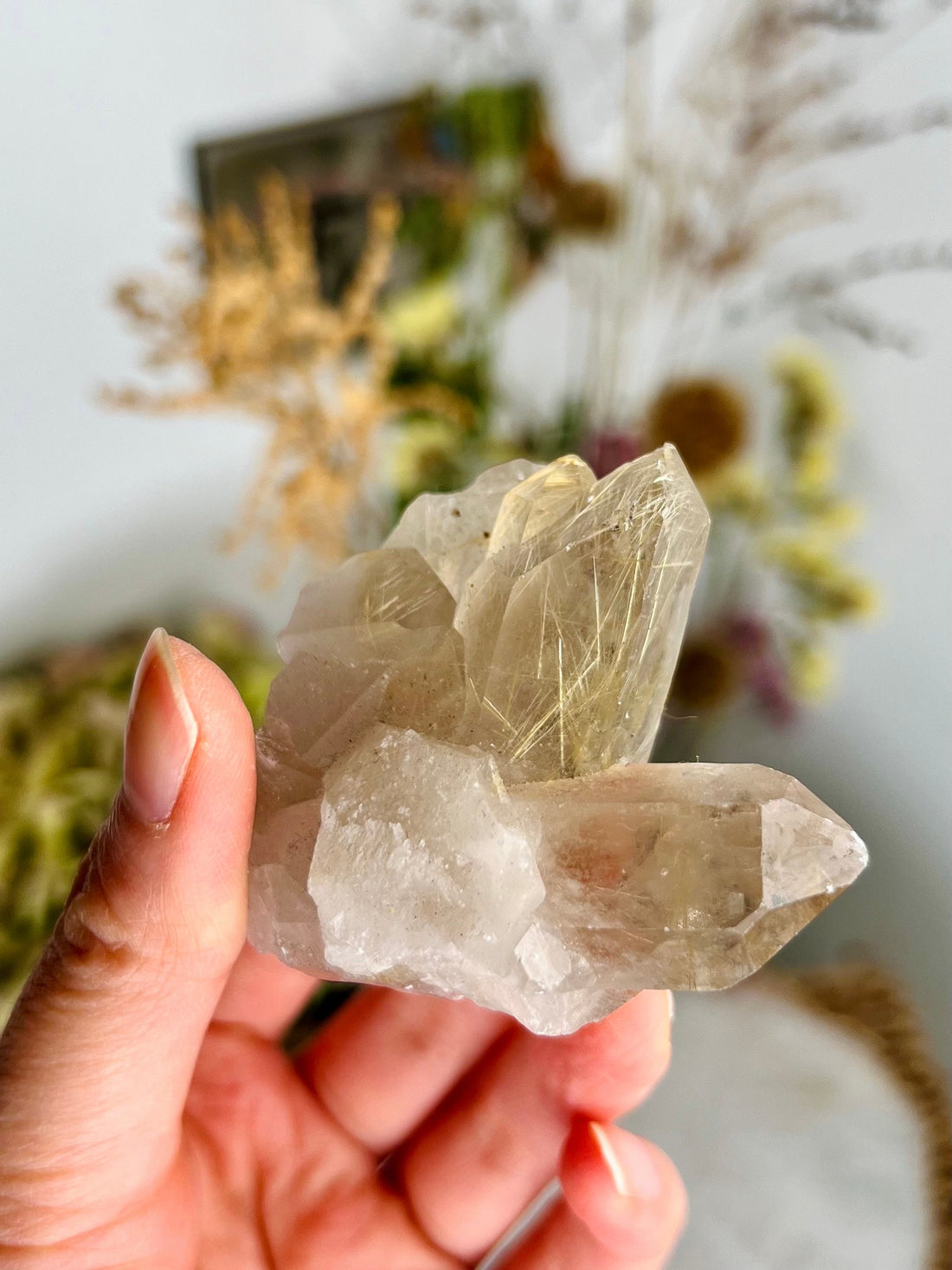 Grade AAA Golden Rutile Quartz with Bridge & Cross Formation - A Stone of High Frequency and Power 60g RQ03