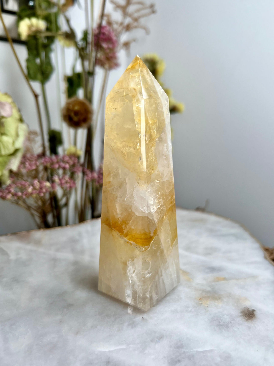Grade AAA Golden Healer Obelisk, Balance All Chakras, Source Energy Crystal Tower 217g GHO04, Discounted for Minor imperfection