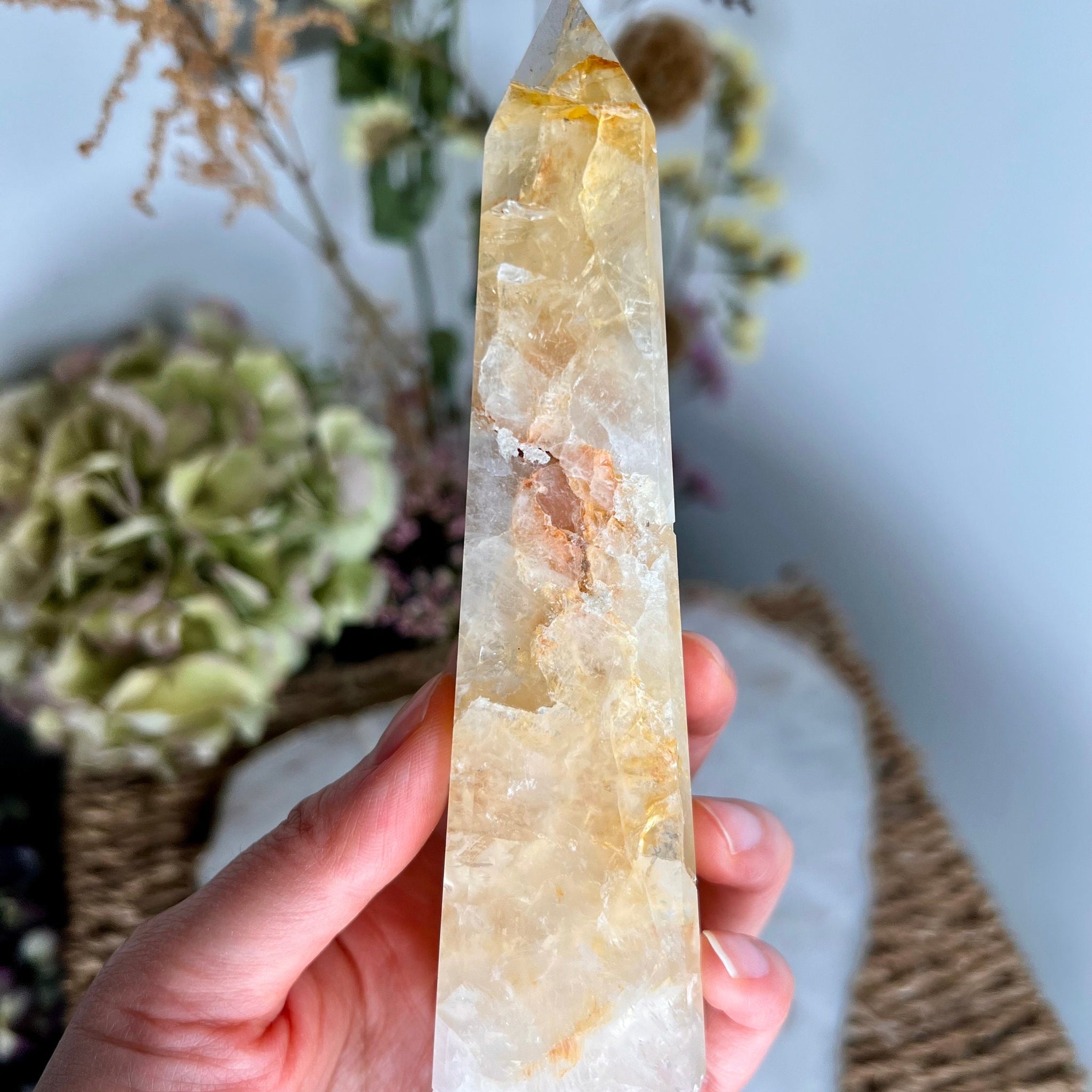 Natural Golden Healer Obelisk,Balance All Chakras, Source Energy Crystal Tower 270g GHO15 Discounted for minor imperfection