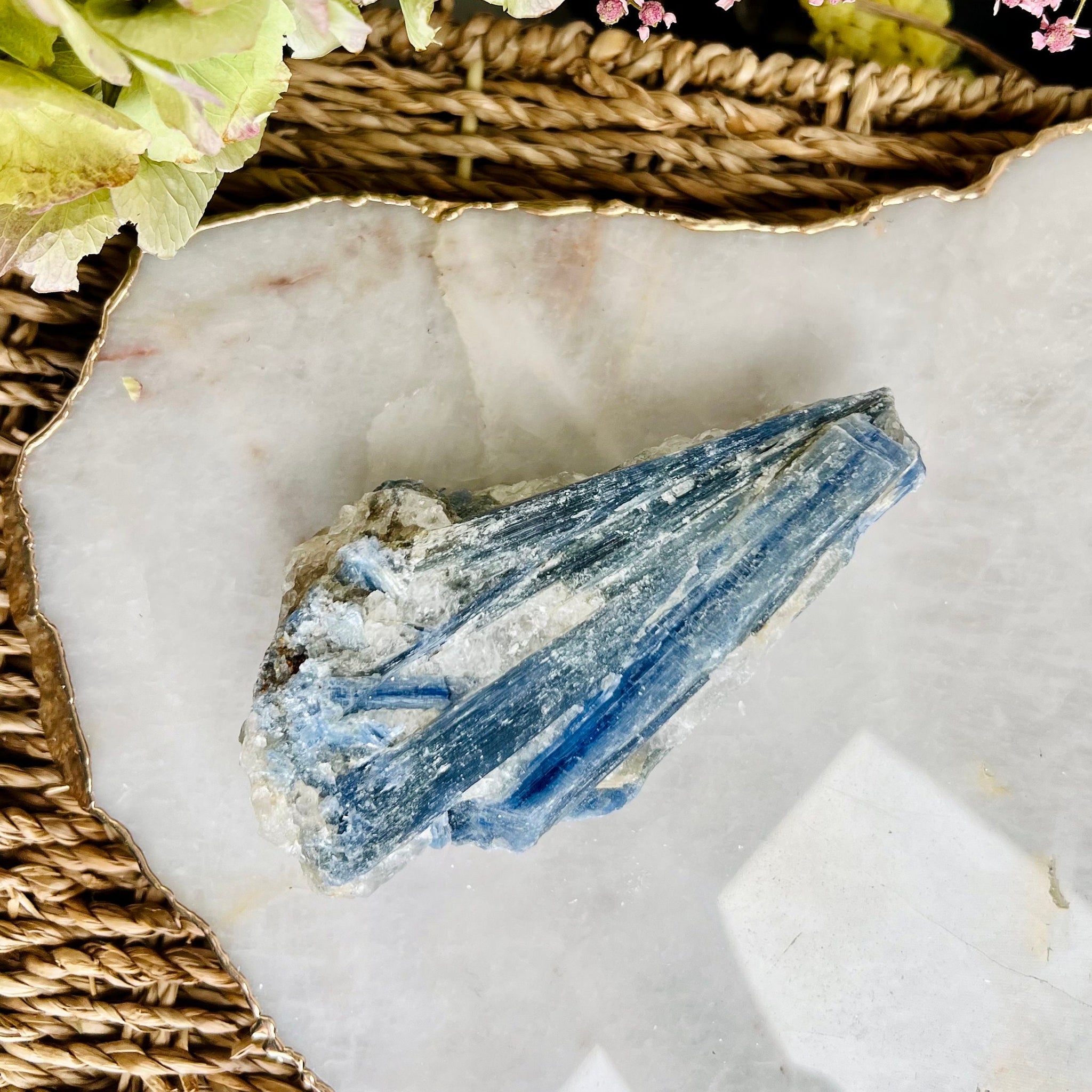Grade AA Natural Blue Kyanite with Quartz,  Crystal Healing, Energy Protection, Calming BK02 226g