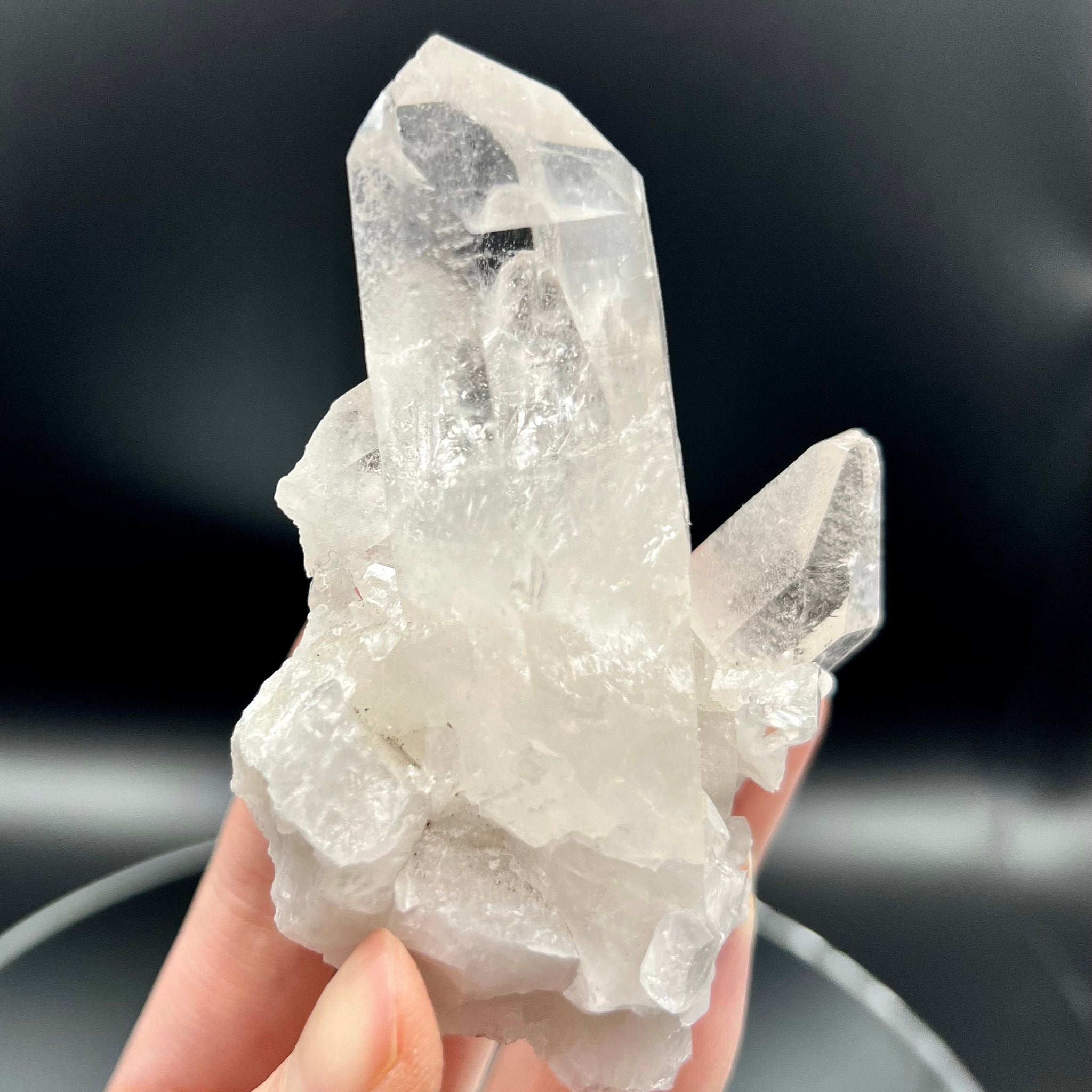 Extra Quality Clear Quartz Cluster with Rainbows, Bridge QuartzPoints & Self-Healed Parts 140g EC06