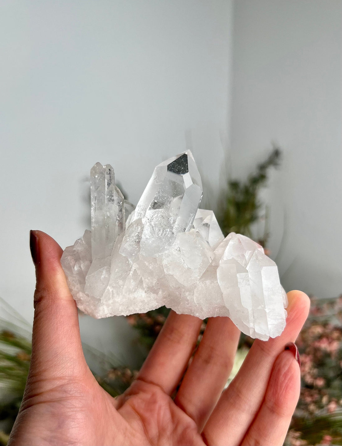 Grade AA+ Natural Clear Quartz Cluster with Rainbow, 149g, EC11