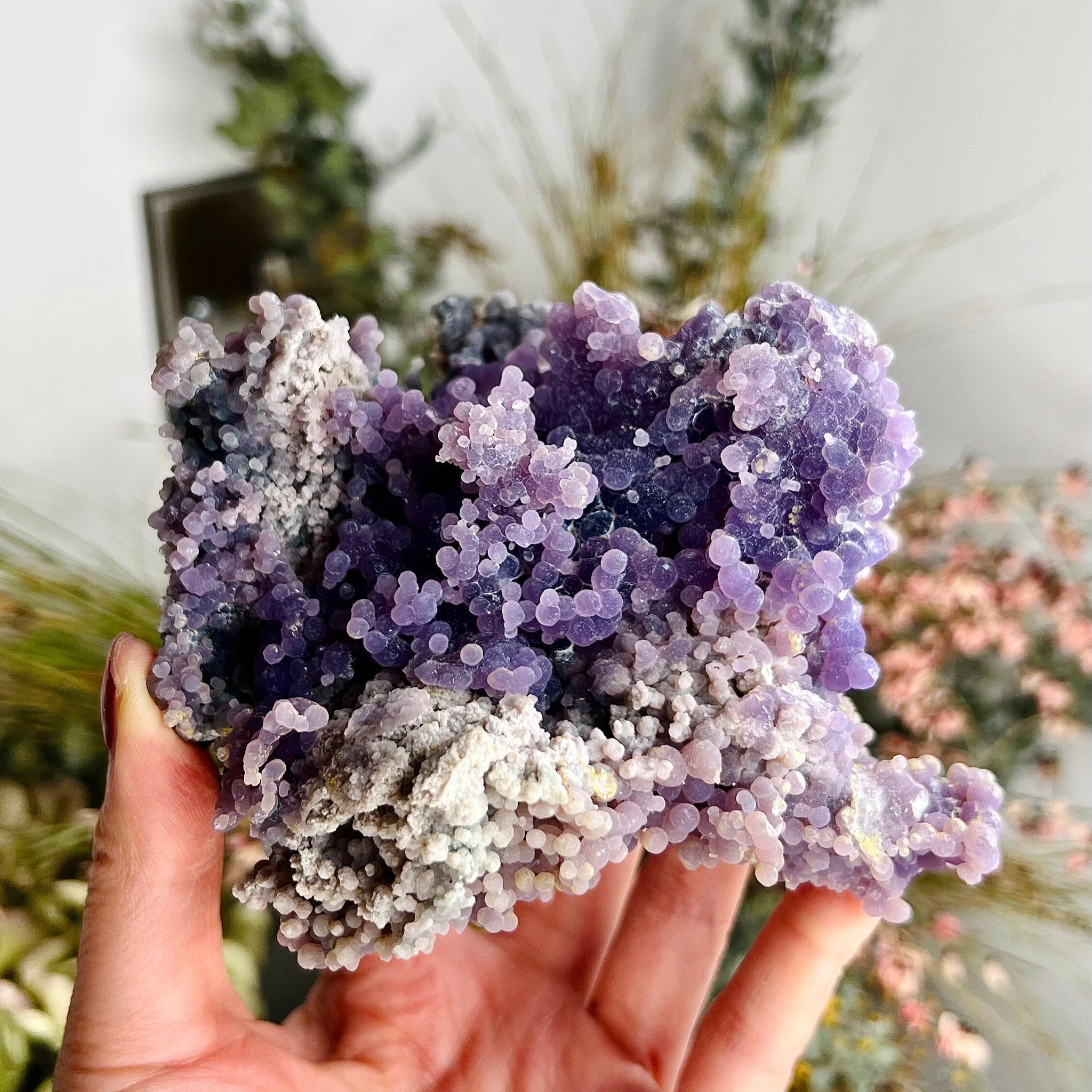 Grade AAA Natural Tricolour Grape Agate from Indonesia, 387g  Natural Velvet Shine Bubbles in Real life, Healing Crystal Home Decor