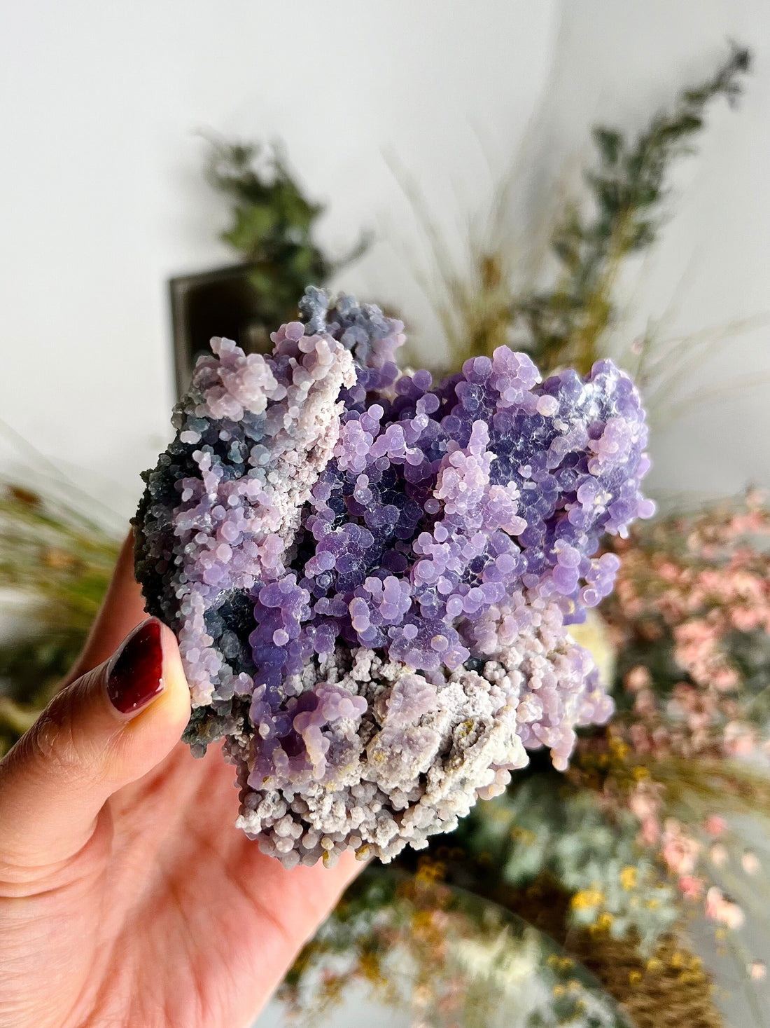 Grade AAA Natural Tricolour Grape Agate from Indonesia, 387g  Natural Velvet Shine Bubbles in Real life, Healing Crystal Home Decor