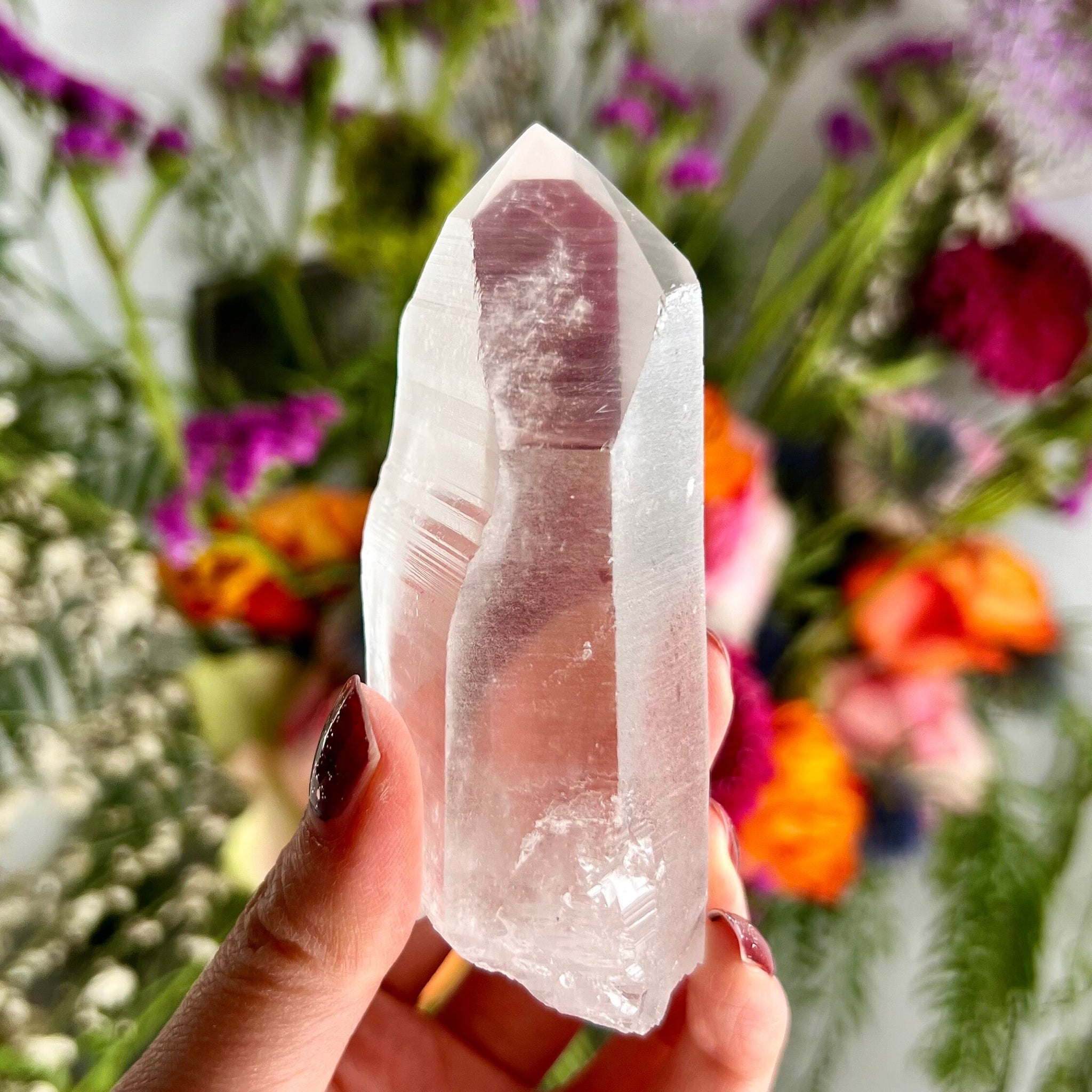 Grade AAA Lemurian Quartz with Record Keepers, Crater Formation & Rainbow, 150g SLE05