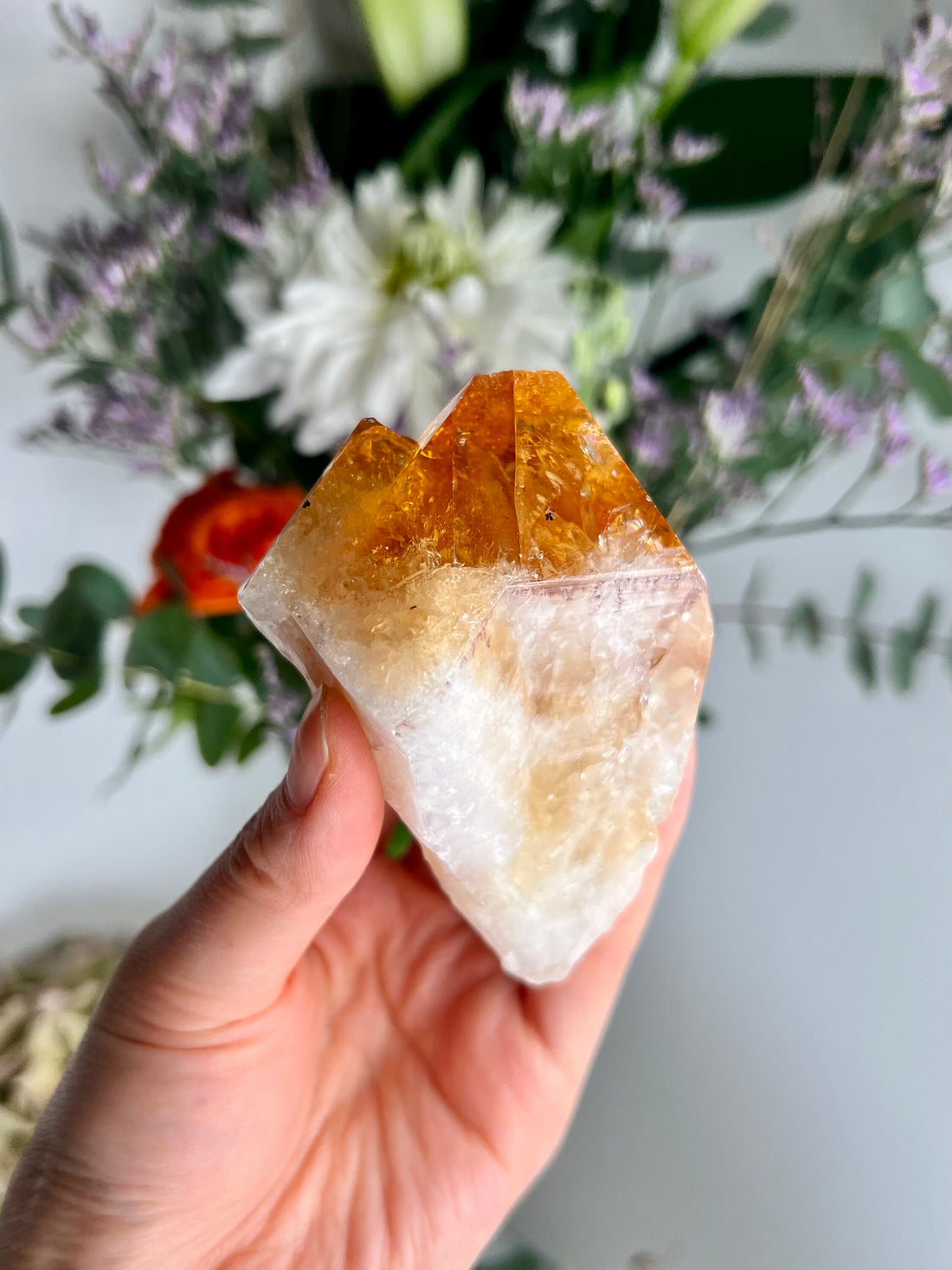 Extra Quality Heated Citrine Point with Rainbows - RC04 225g
