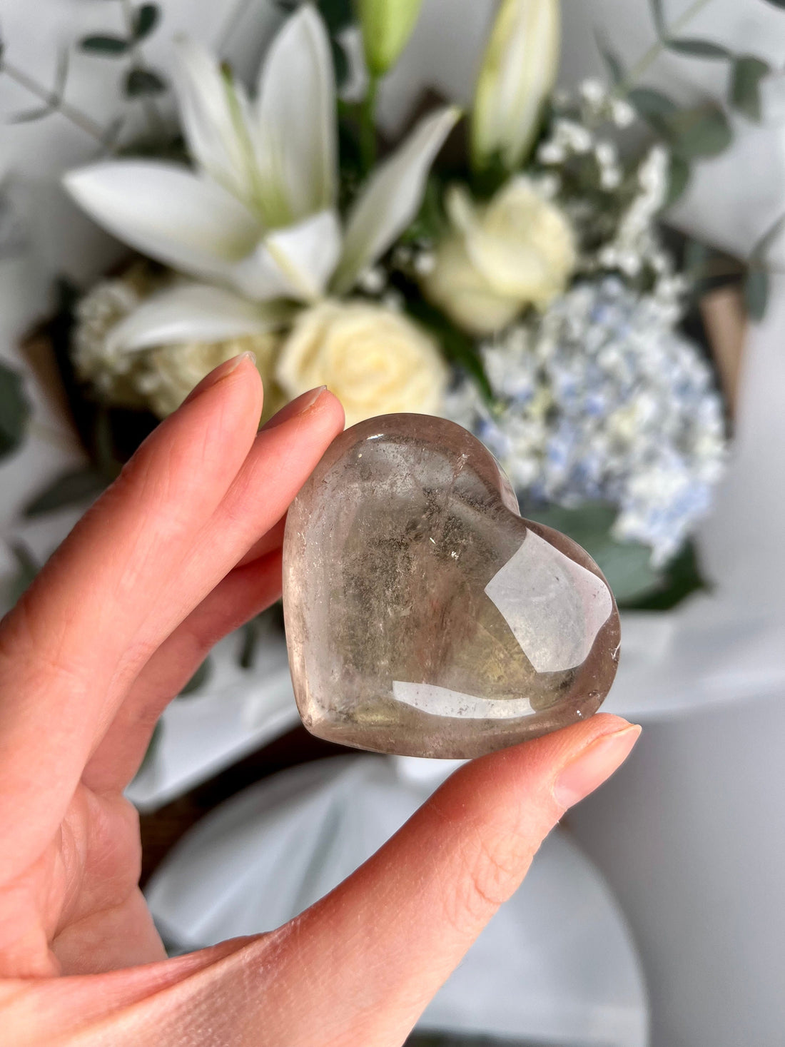 Grade AAA 100% Natural Smoky Citrine Heart with Rainbow, November Birthstone, Transmutes Negative Energy 88g -CH08
