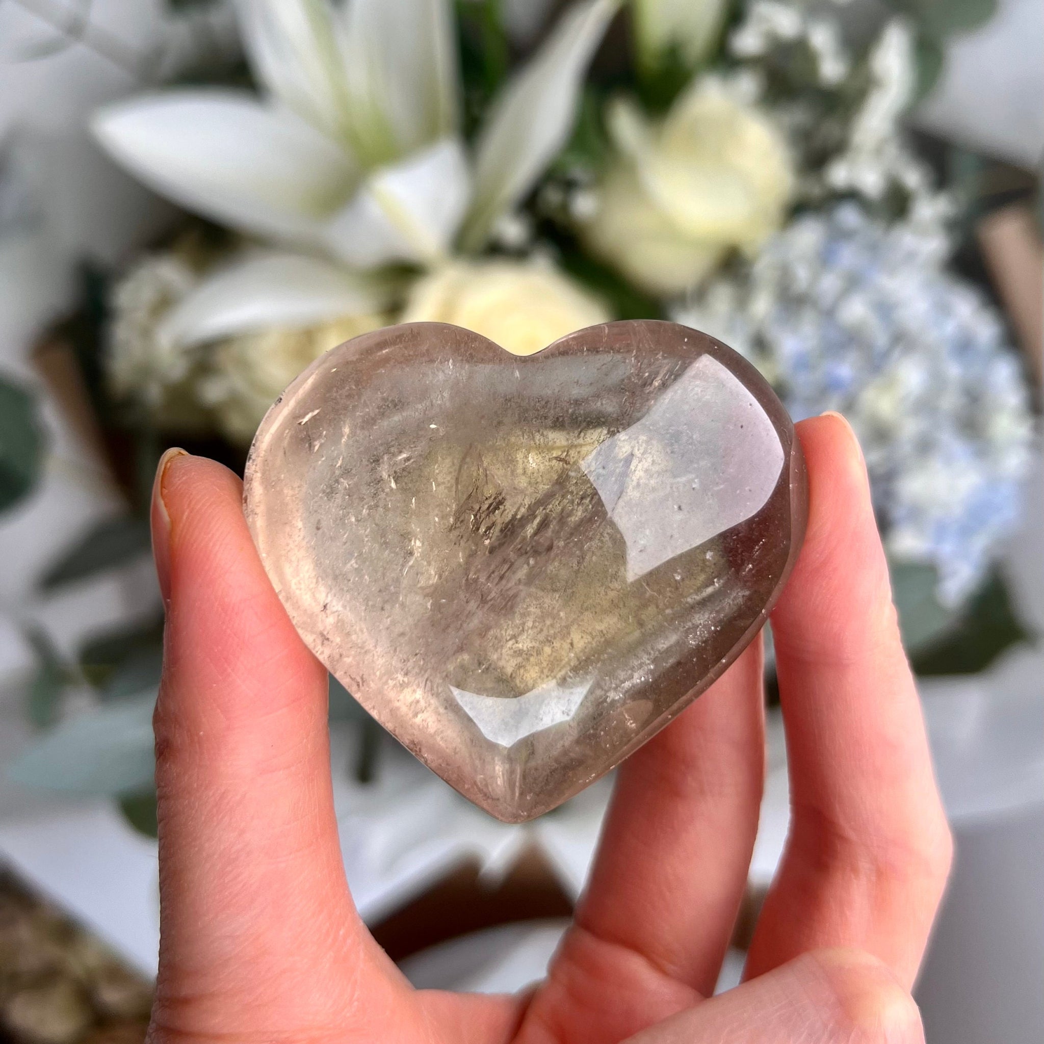 Grade AAA 100% Natural Smoky Citrine Heart with Rainbow, November Birthstone, Transmutes Negative Energy 88g -CH08