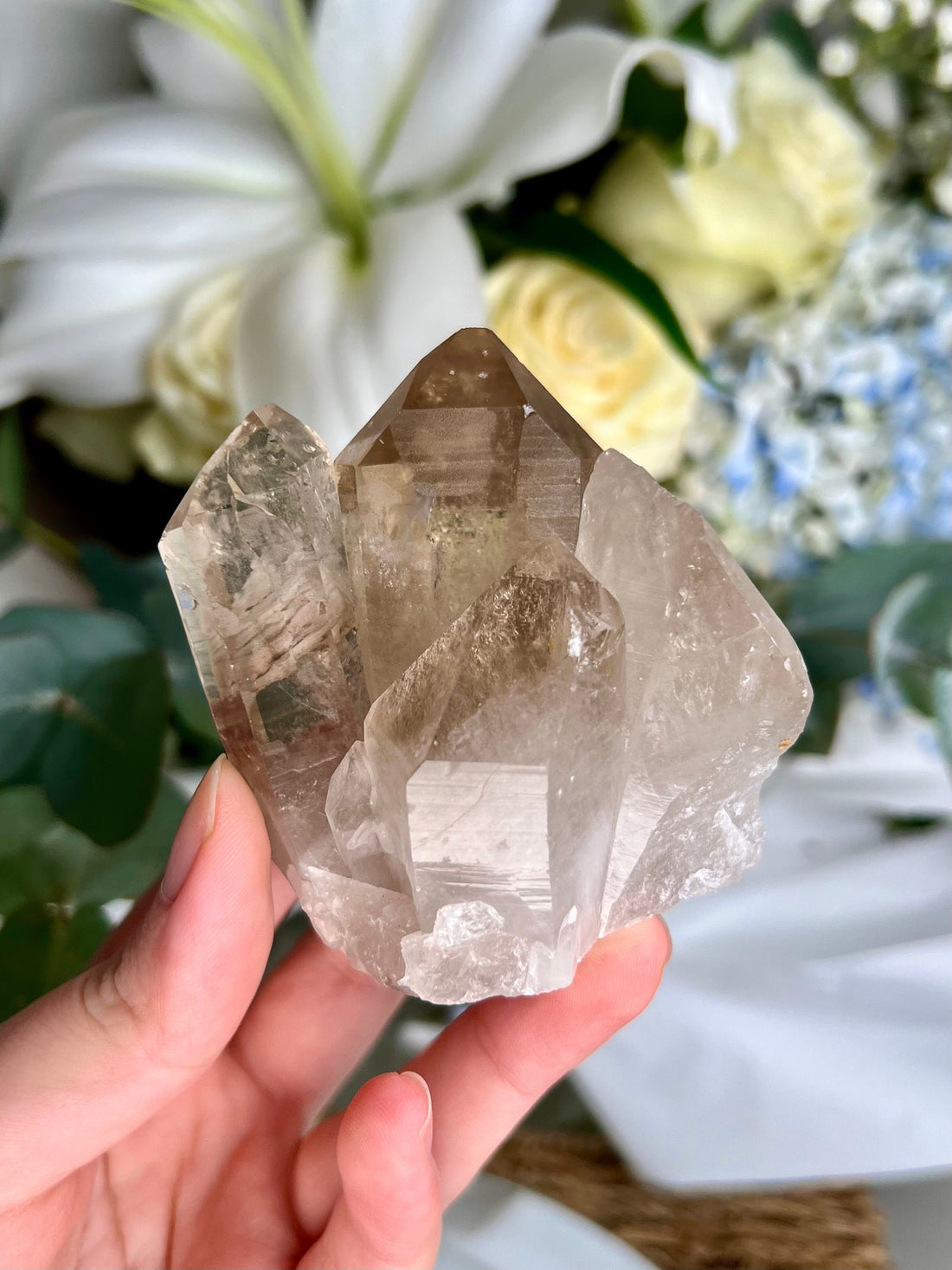 Grade AA+ Natural Smoky Quartz Cluster with Lodalite Inclusion - A Grounding Masterpiece 204g