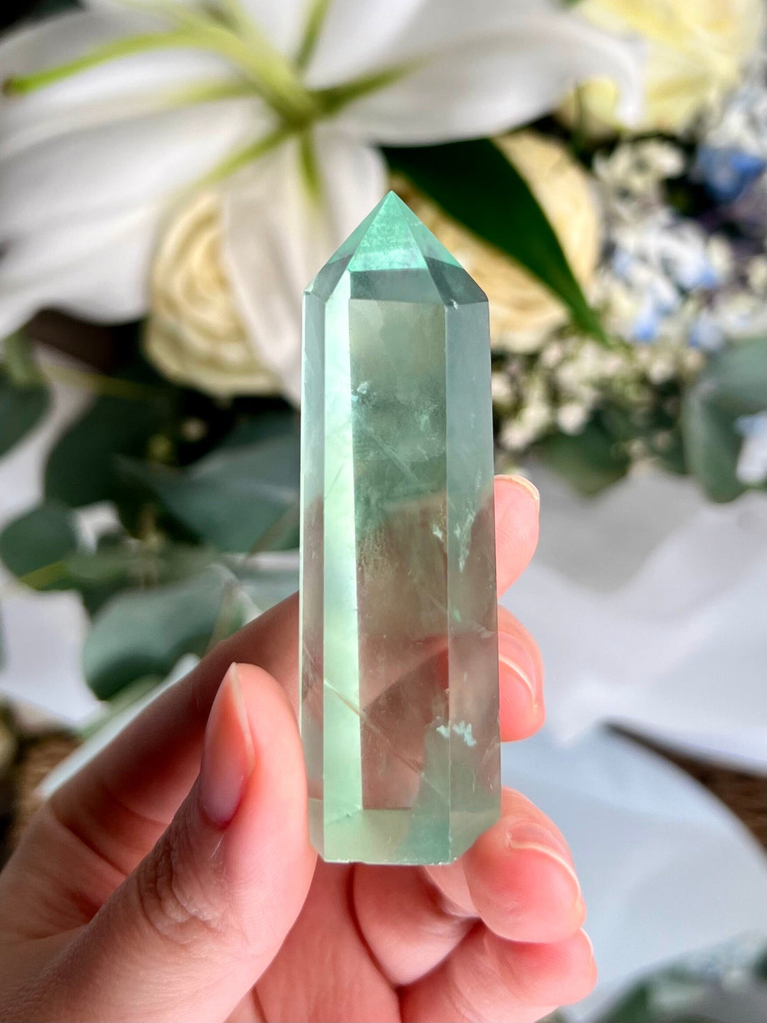 Grade AAA Rainbow Fluorite Tower with Rainbows, Green Purple Fluorite Obelisk, Healing Crystal Home Decor FLT03 67g
