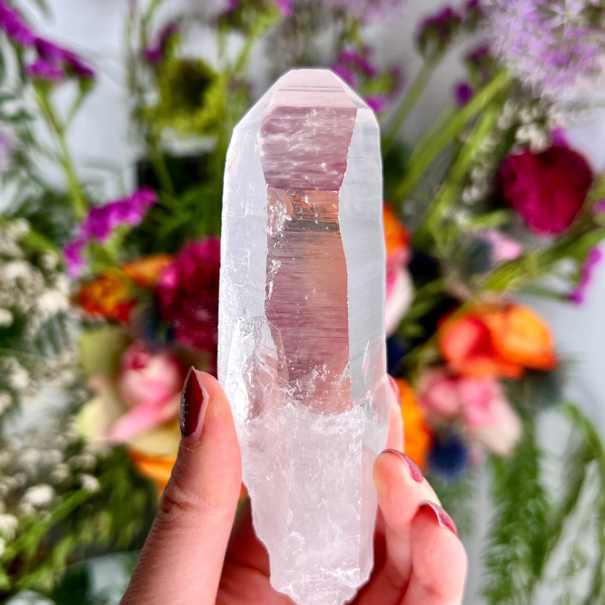 Exceptional Grade AAA+ Lemurian Quartz with Record Keepers, Crater Formation & Rainbow, 180g SLE02