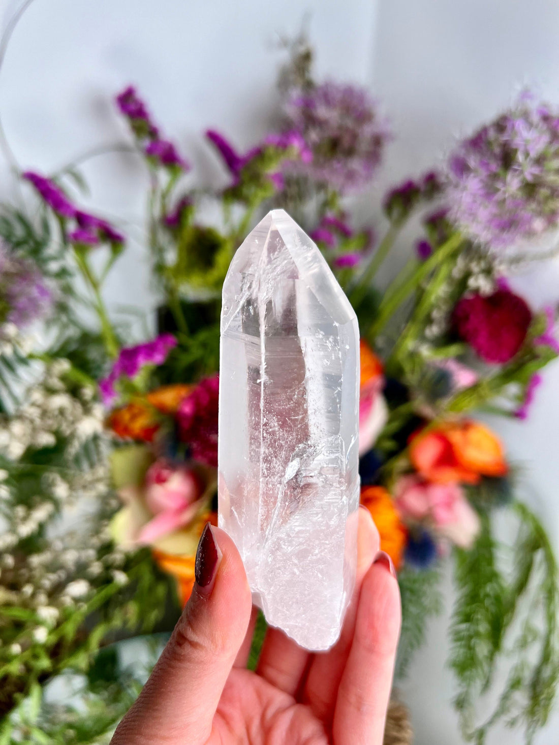 Exceptional Grade AAA+ Lemurian Quartz with Record Keepers, Crater Formation & Rainbow, 180g SLE02