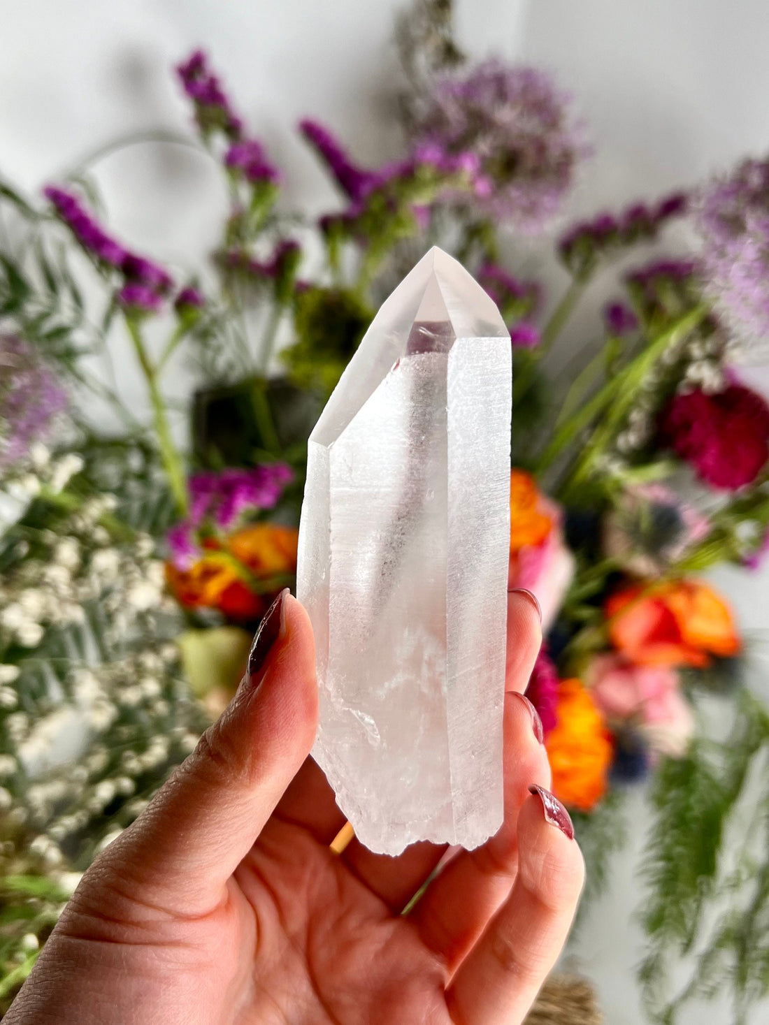 Grade AAA Lemurian Quartz with Record Keepers, Crater Formation & Rainbow, 150g SLE05
