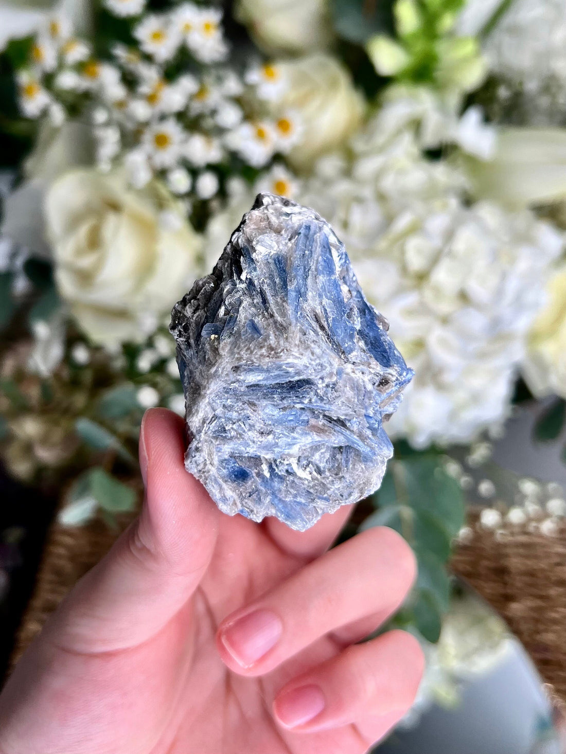 Grade AA Natural Blue Kyanite with Mica and Black Tourmaline,  Crystal Healing, Energy Protection, Calming BK16,99g