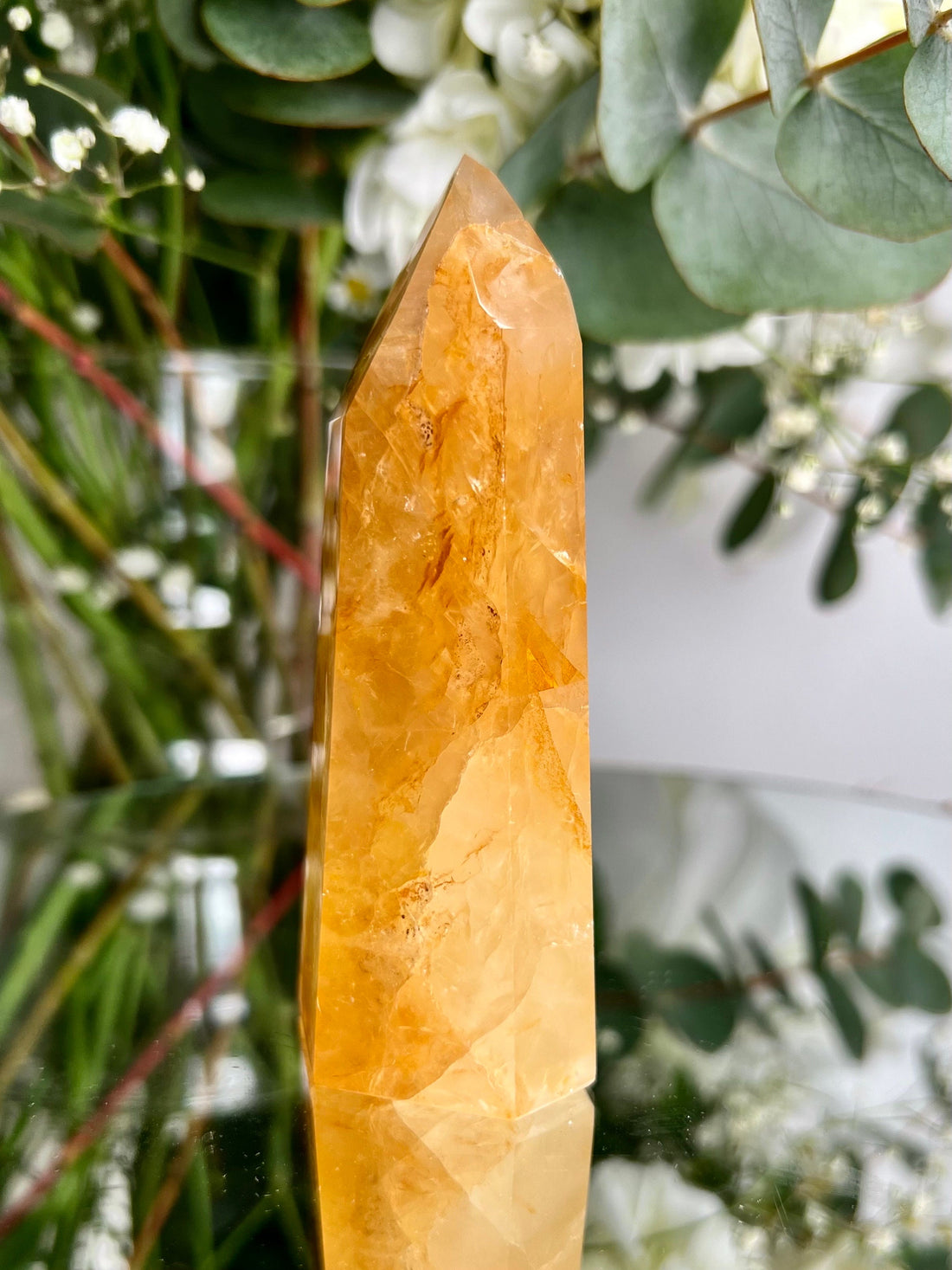 Grade AA Golden Healer Tower - Natural Hematoid Quartz for Ultimate Healing, Abundance, and High Energy Frequency GHC15, 184g
