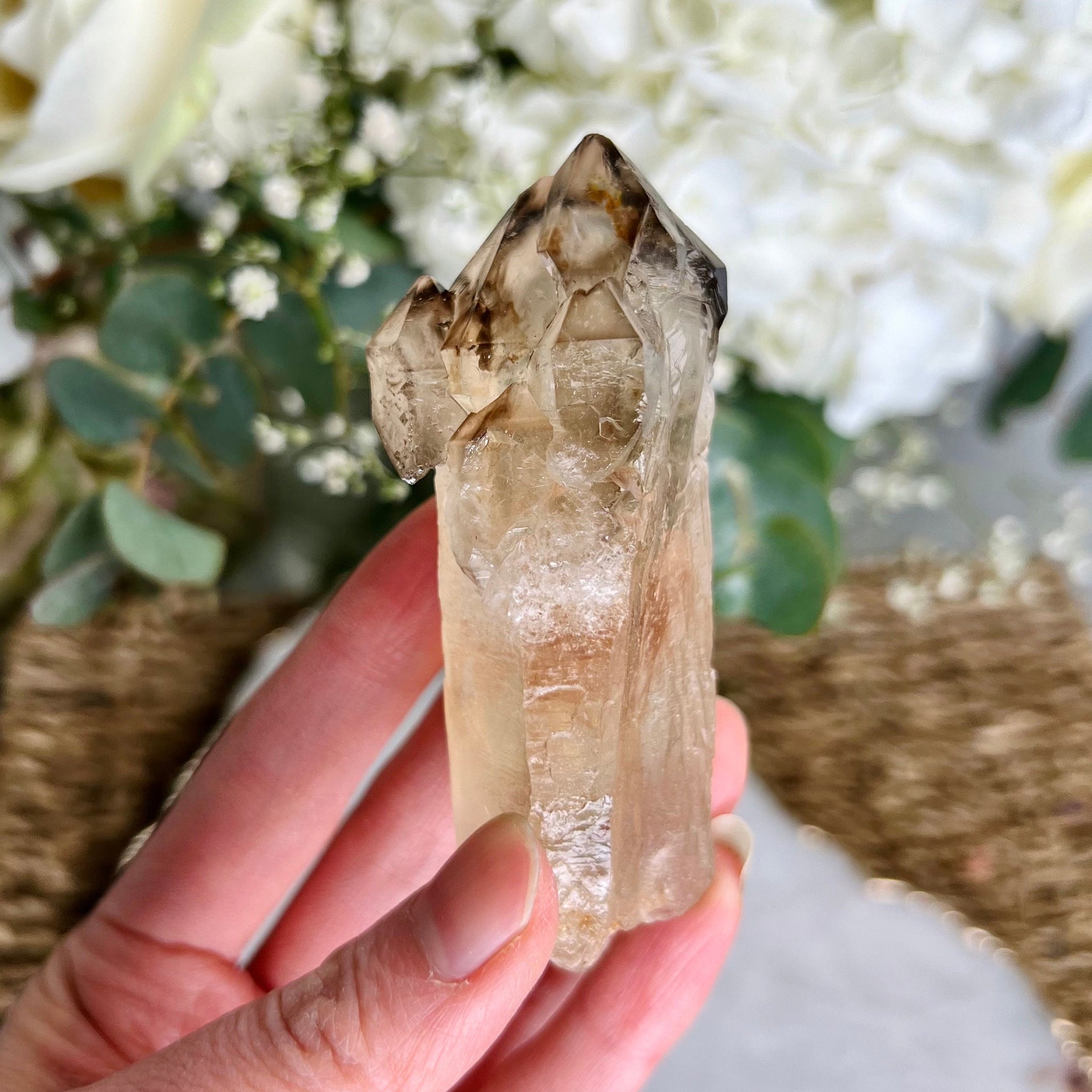 Grade AAA Natural Adaptogenic BG3 Citrine Scepter Specimen - with smoky phantom and iron inclusion from Piaui, Brazil ACC05, 89g