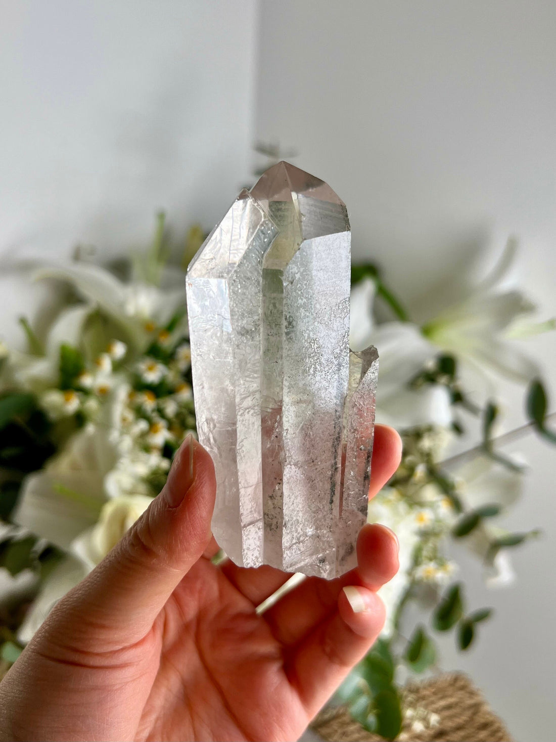 Grade AA Natural Chlorite Quartz Point with Rainbow - A Harmony of Healing and Protection CQC04, 186g