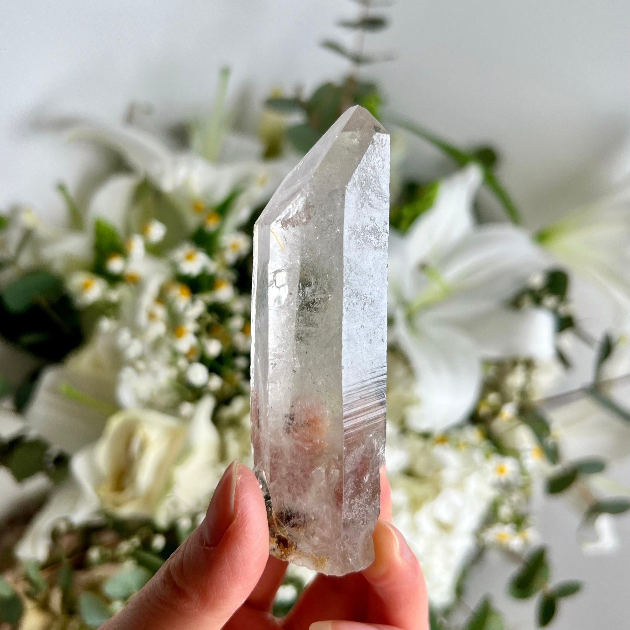 Grade AA Natural Chlorite Quartz Point with Rainbow - A Harmony of Healing and Protection CQC05, 97g