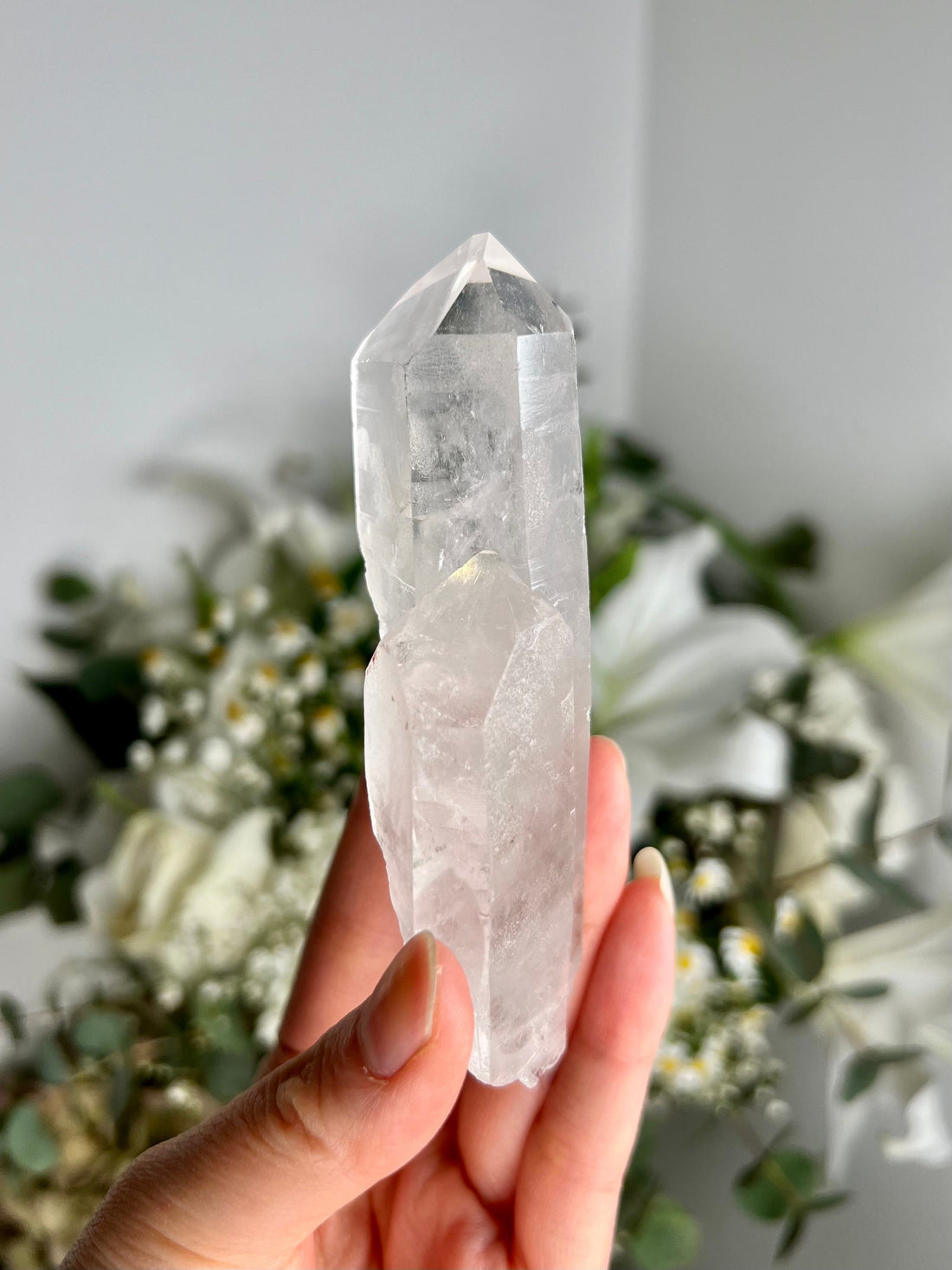 Grade AA Natural Chlorite Quartz Point with Rainbow - A Harmony of Healing and Protection CQC06, 134g